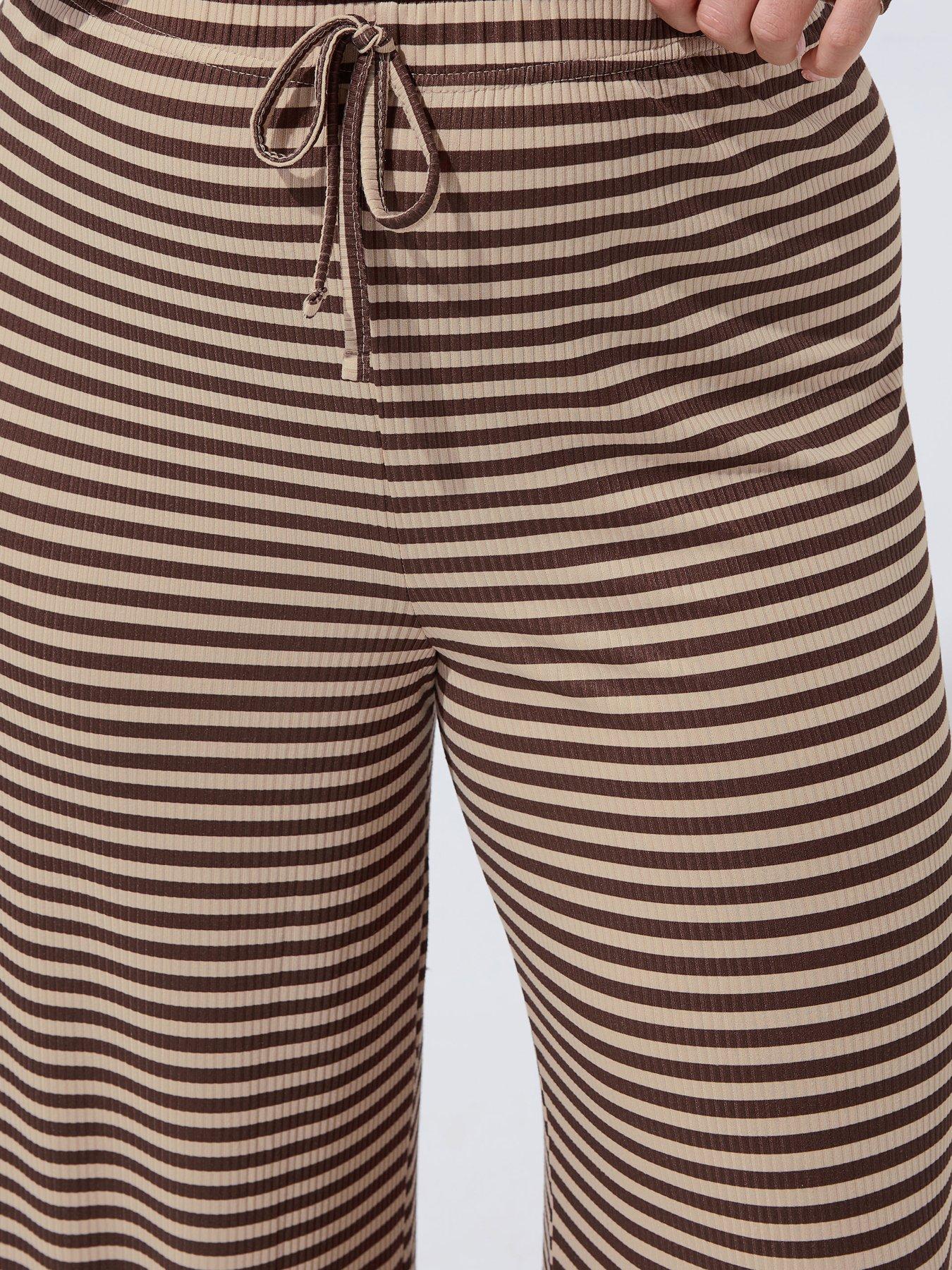 Image 4 of 5 of Yours Curve Stripe Printed Ribbed Trouser