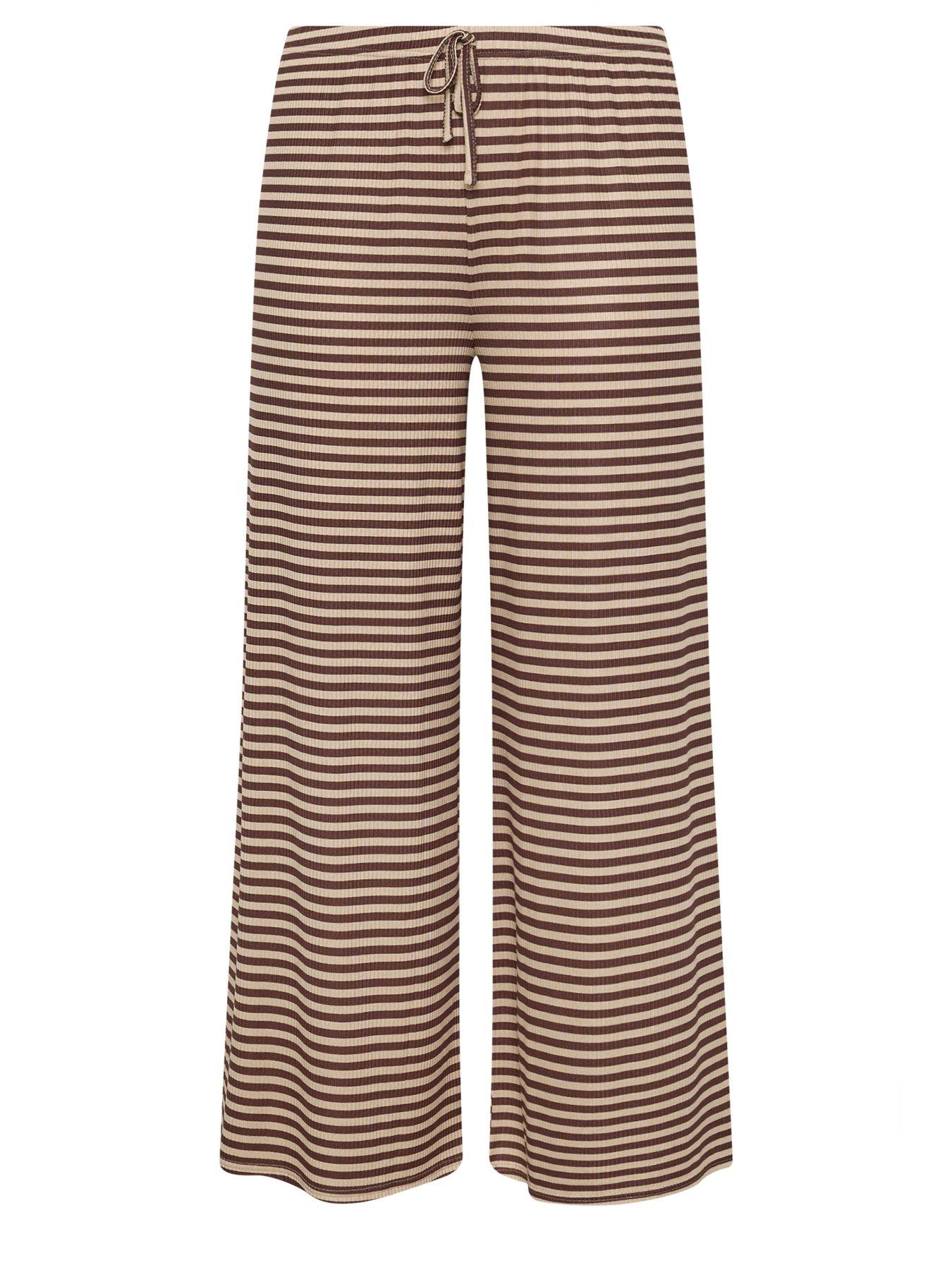 Image 5 of 5 of Yours Curve Stripe Printed Ribbed Trouser