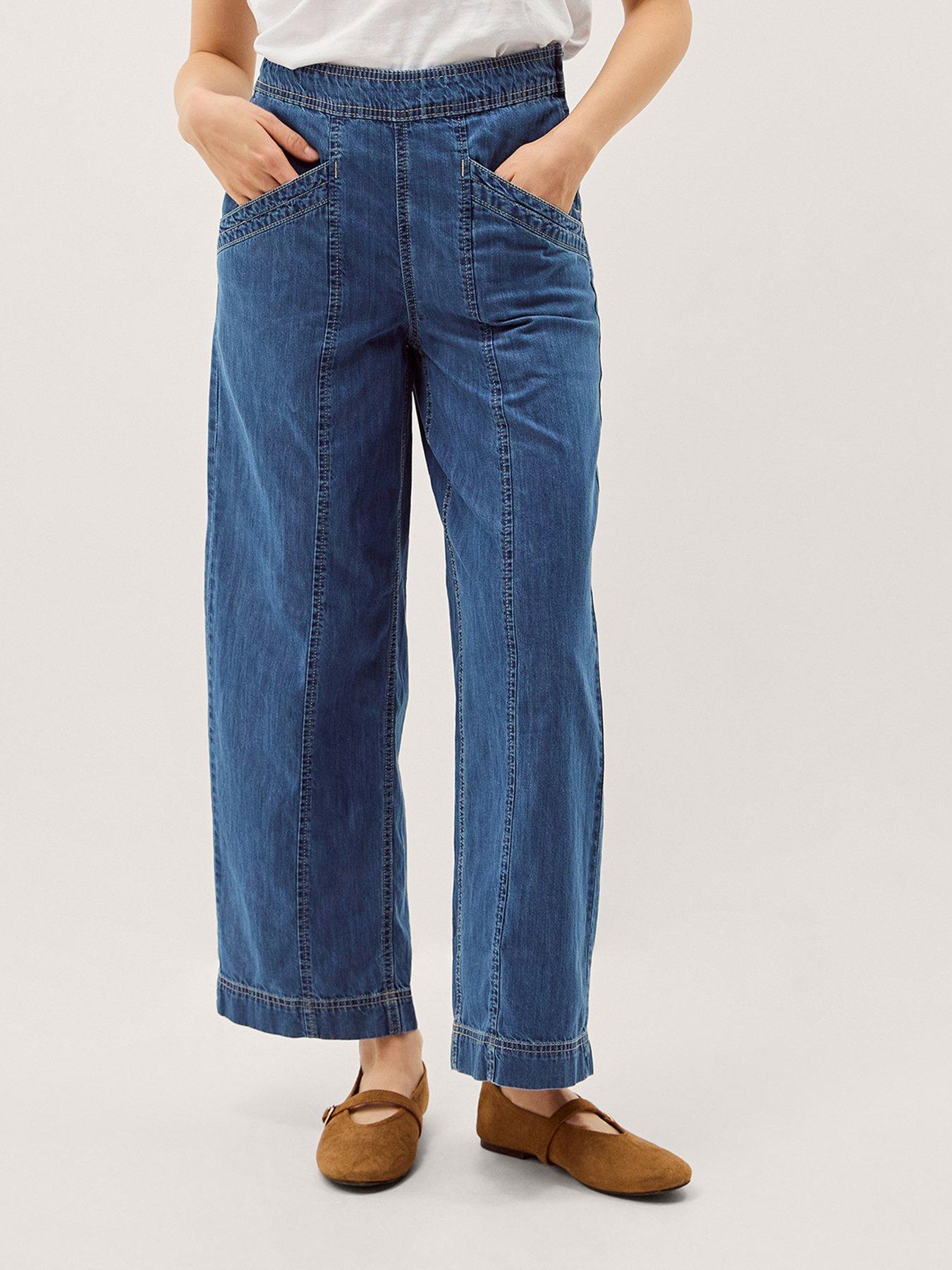 Monsoon Harper Wide Leg Short Jeans - Blue