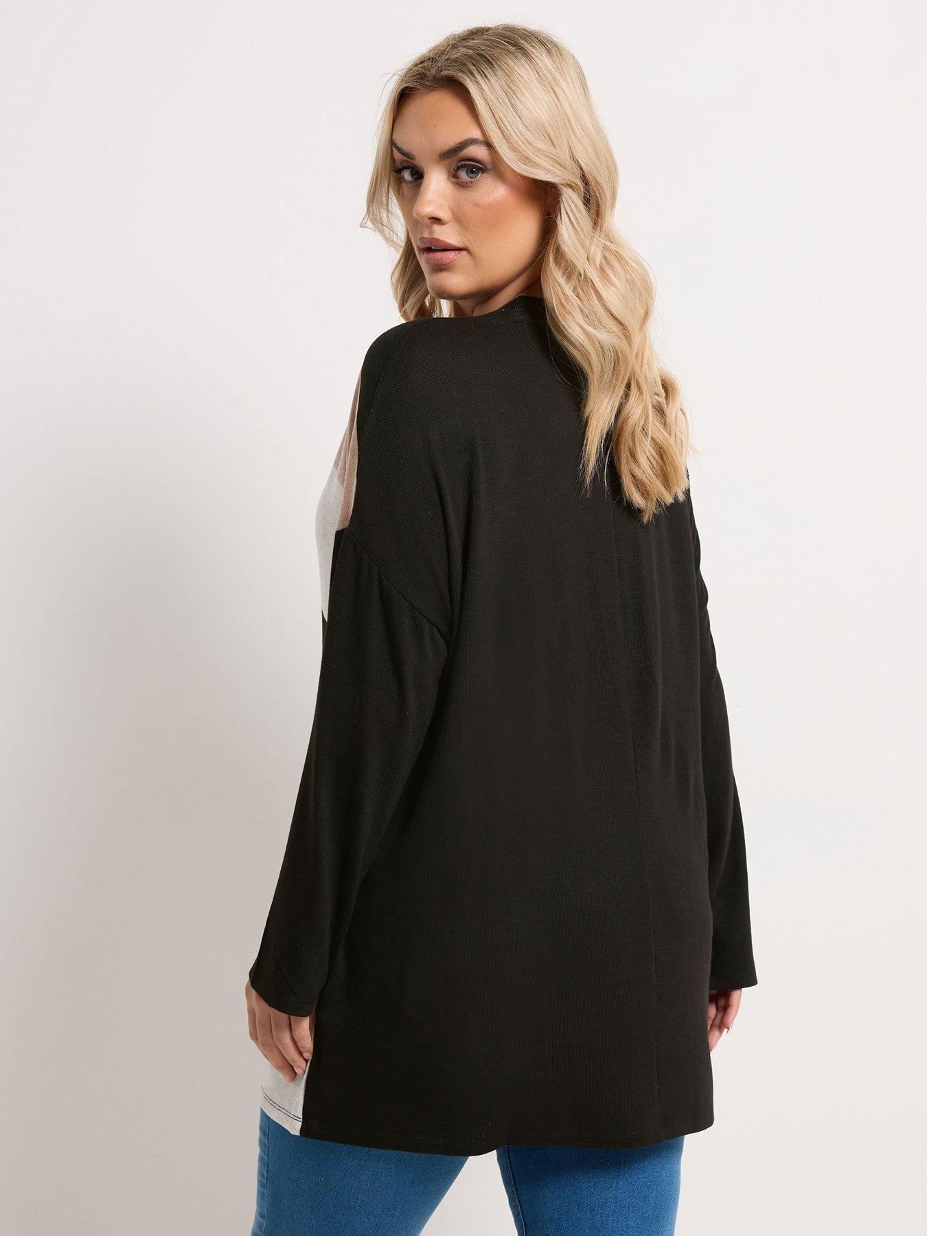 Image 2 of 5 of Yours Curve Bold Stripe Top - Black