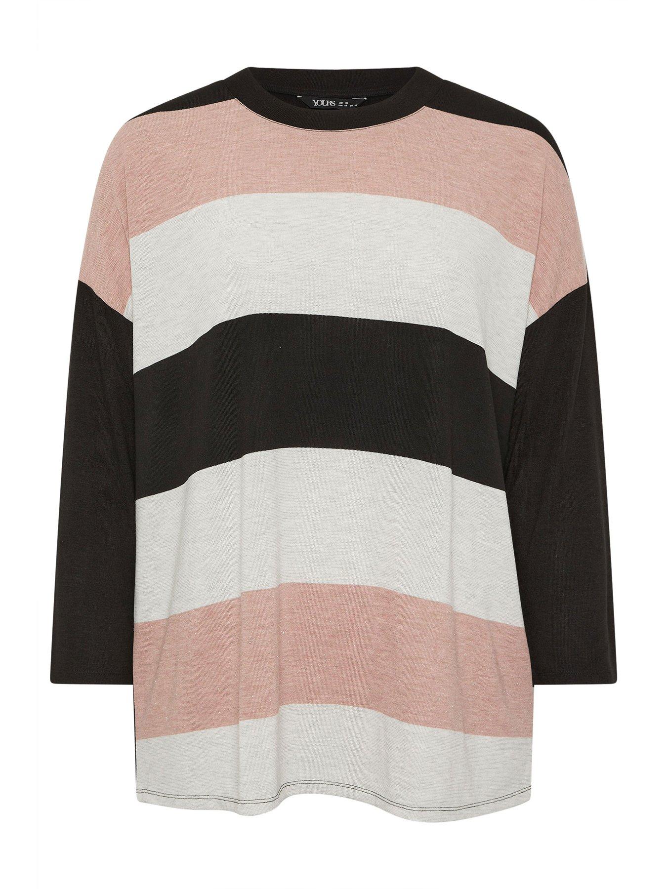 Image 5 of 5 of Yours Curve Bold Stripe Top - Black