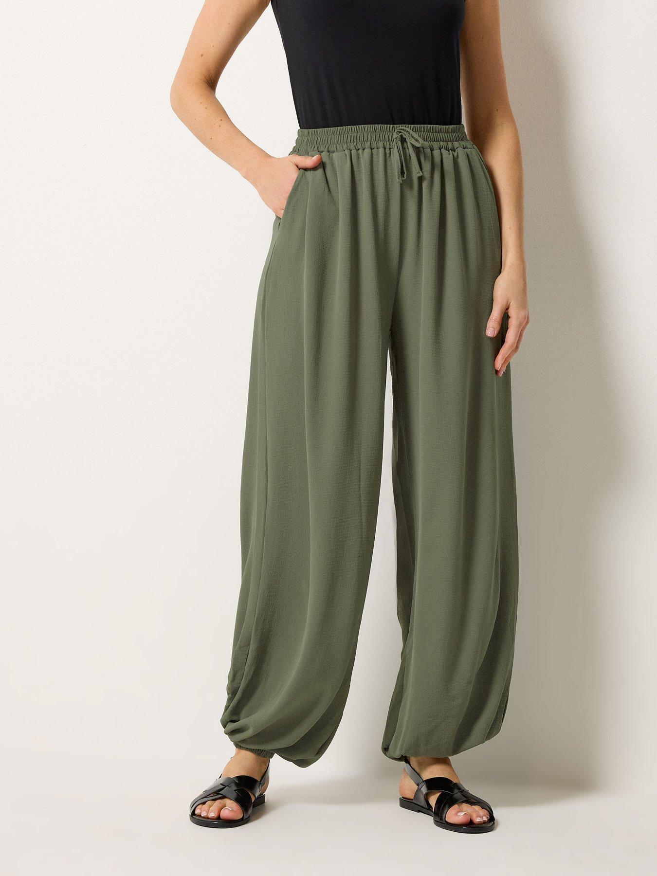 Long Tall Sally Gathered Hem Trouser 36" - Green