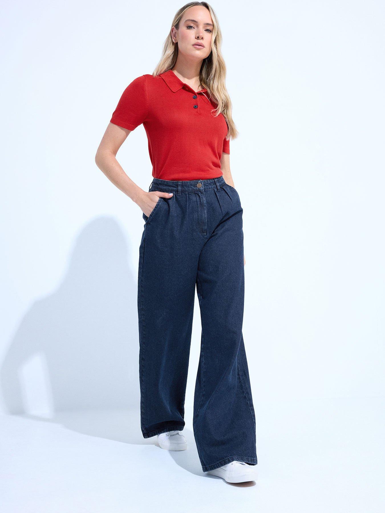 Long Tall Sally Pleat Front Wide Leg Jean 36" - Blue