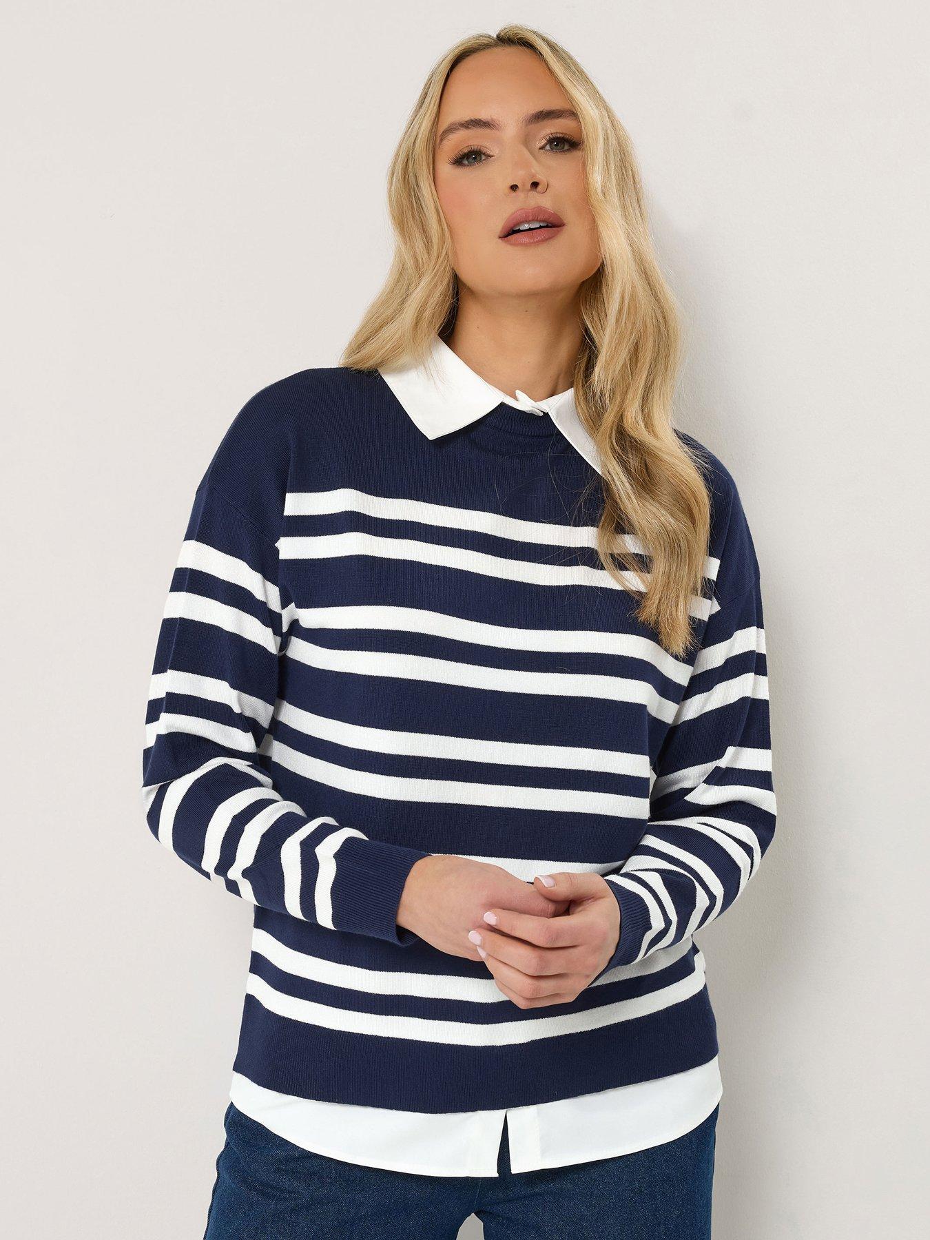 Long Tall Sally Stripe 2 In 1 Jumper - Blue