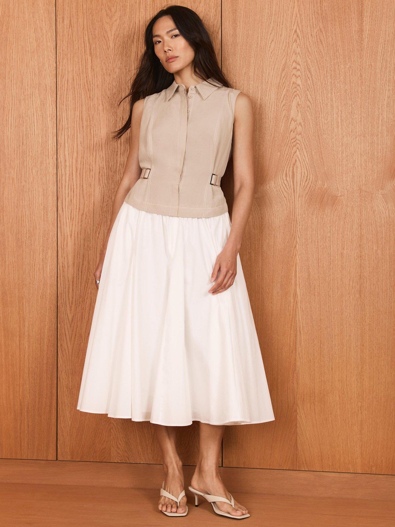 Mint Velvet Waistcoat Midi Dress - Stone