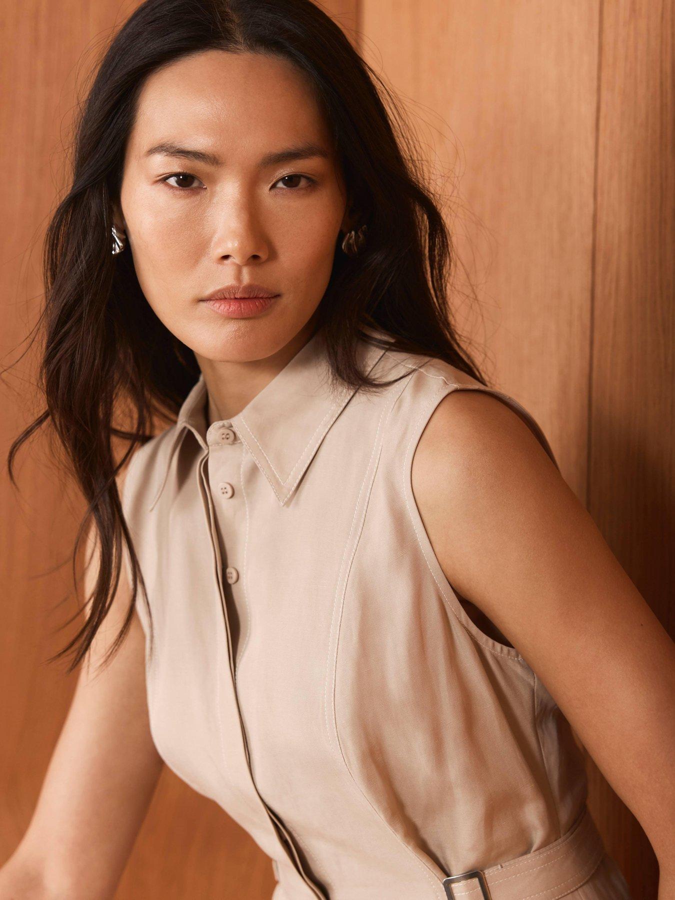 Image 3 of 6 of Mint Velvet Stone Waistcoat Midi Dress