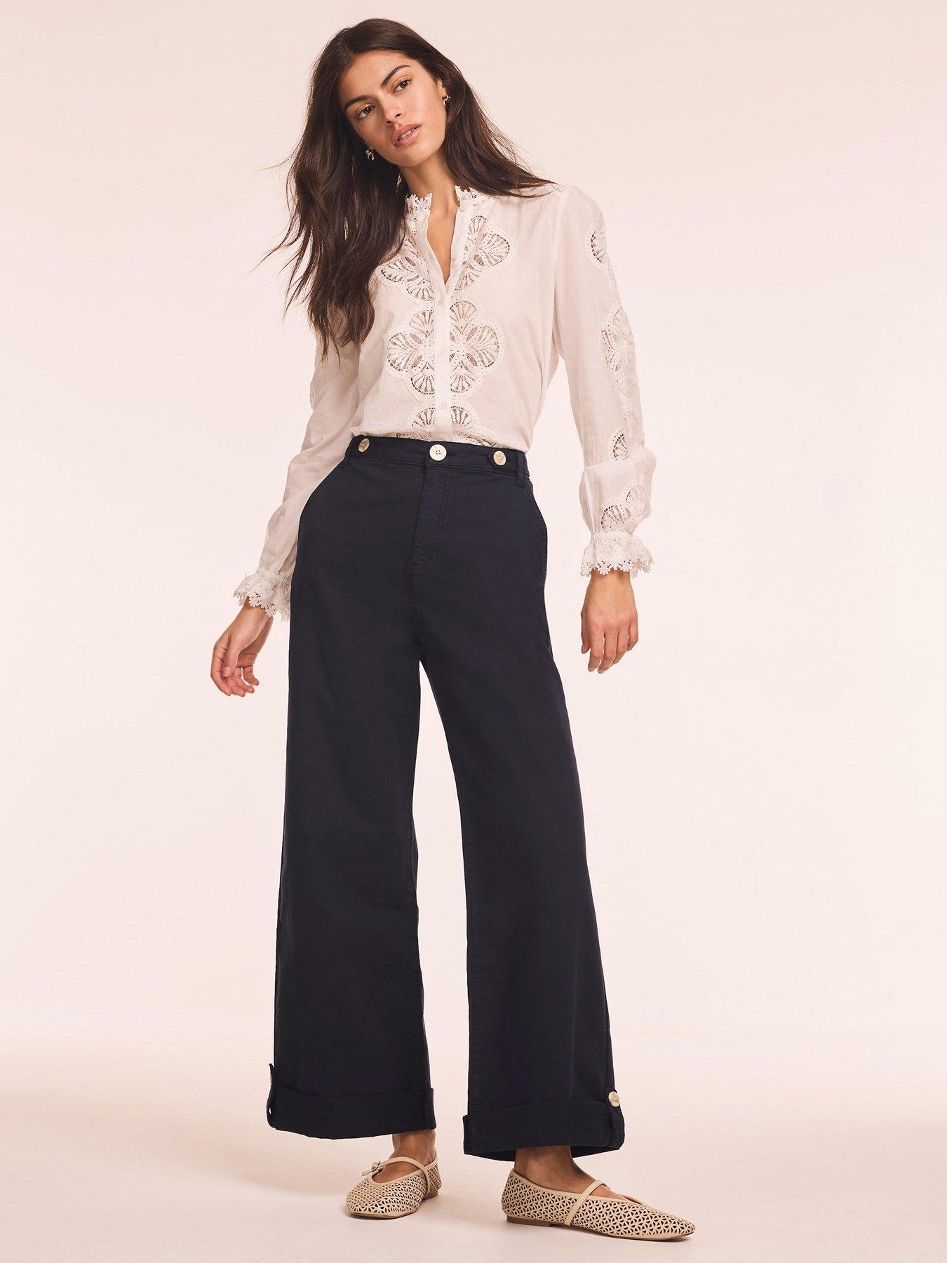Mint Velvet Cropped Wide Chino - Blue
