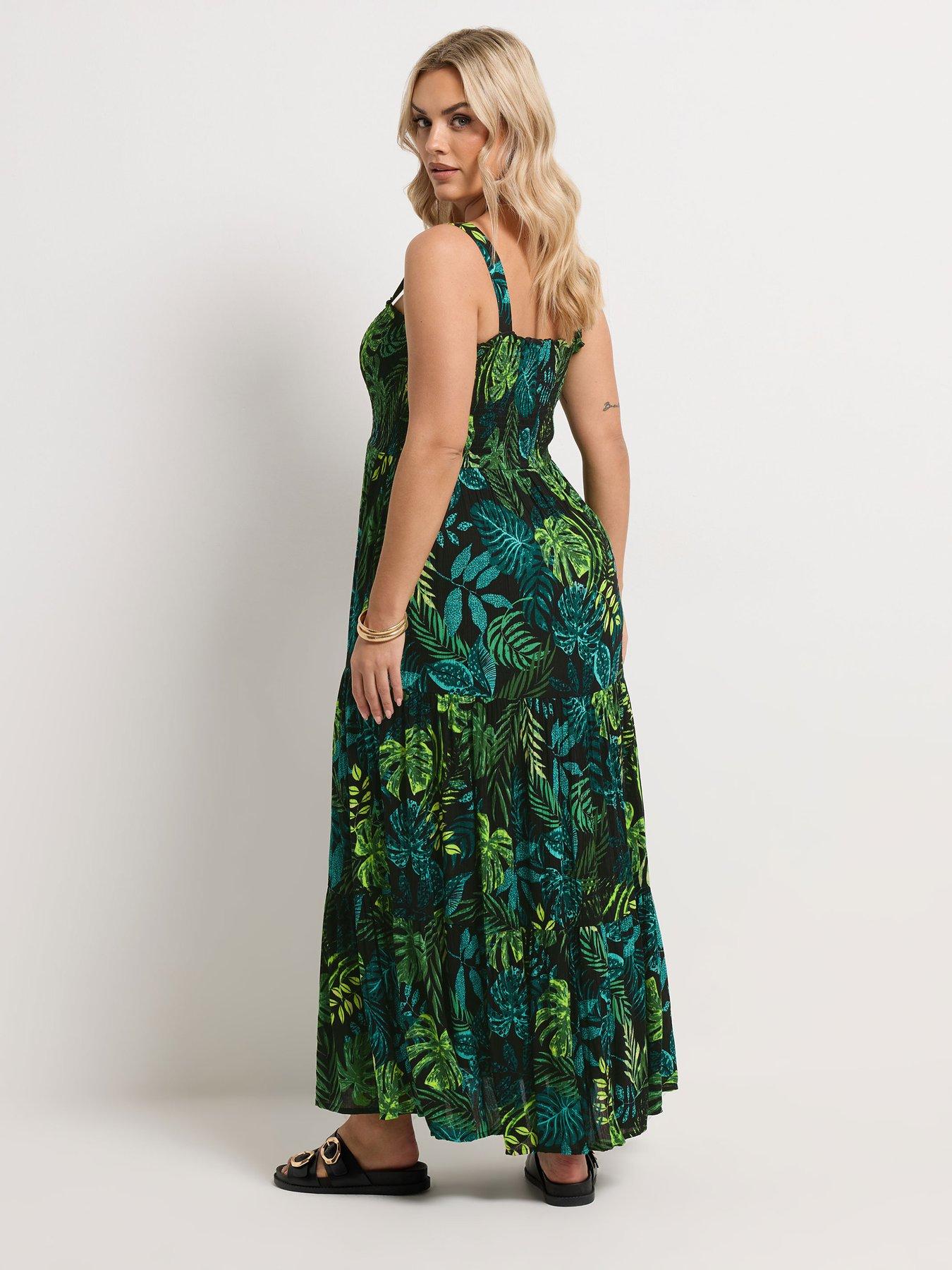 Image 2 of 5 of Yours Curve Shirred Strappy Maxi Dress