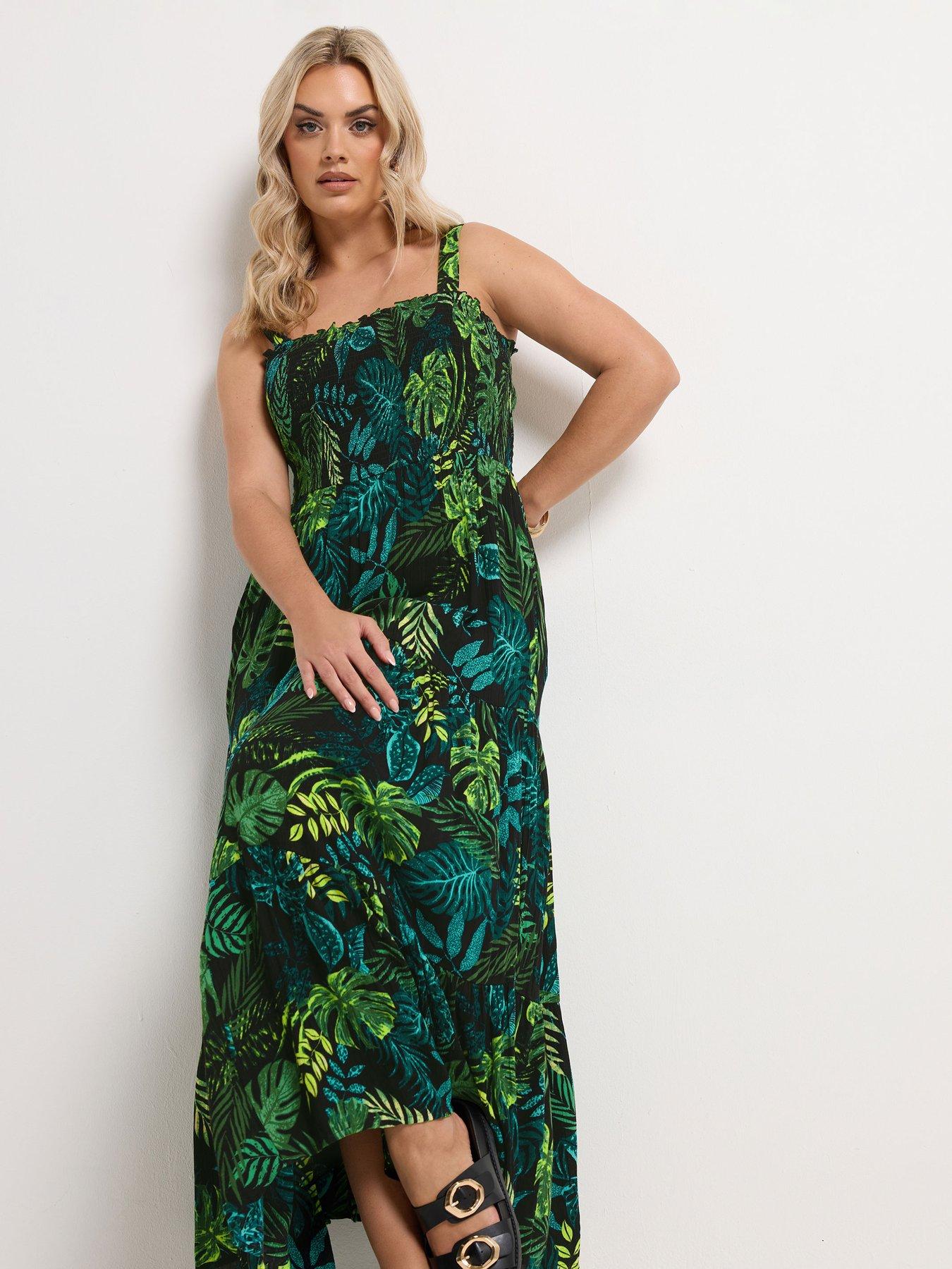 Image 3 of 5 of Yours Curve Shirred Strappy Maxi Dress