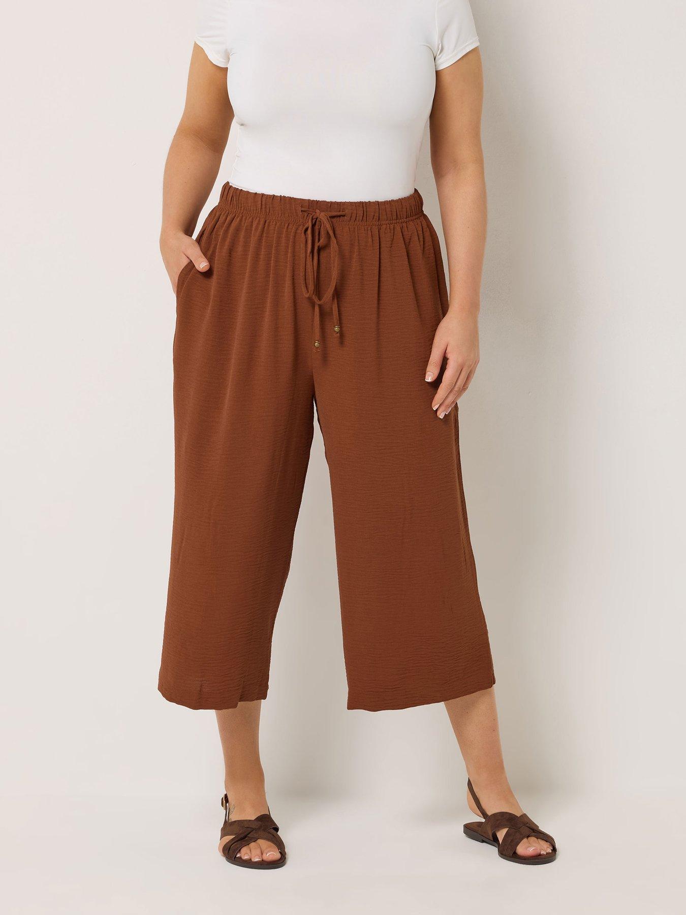 Yours Curve Washed Twill Culotte - Red