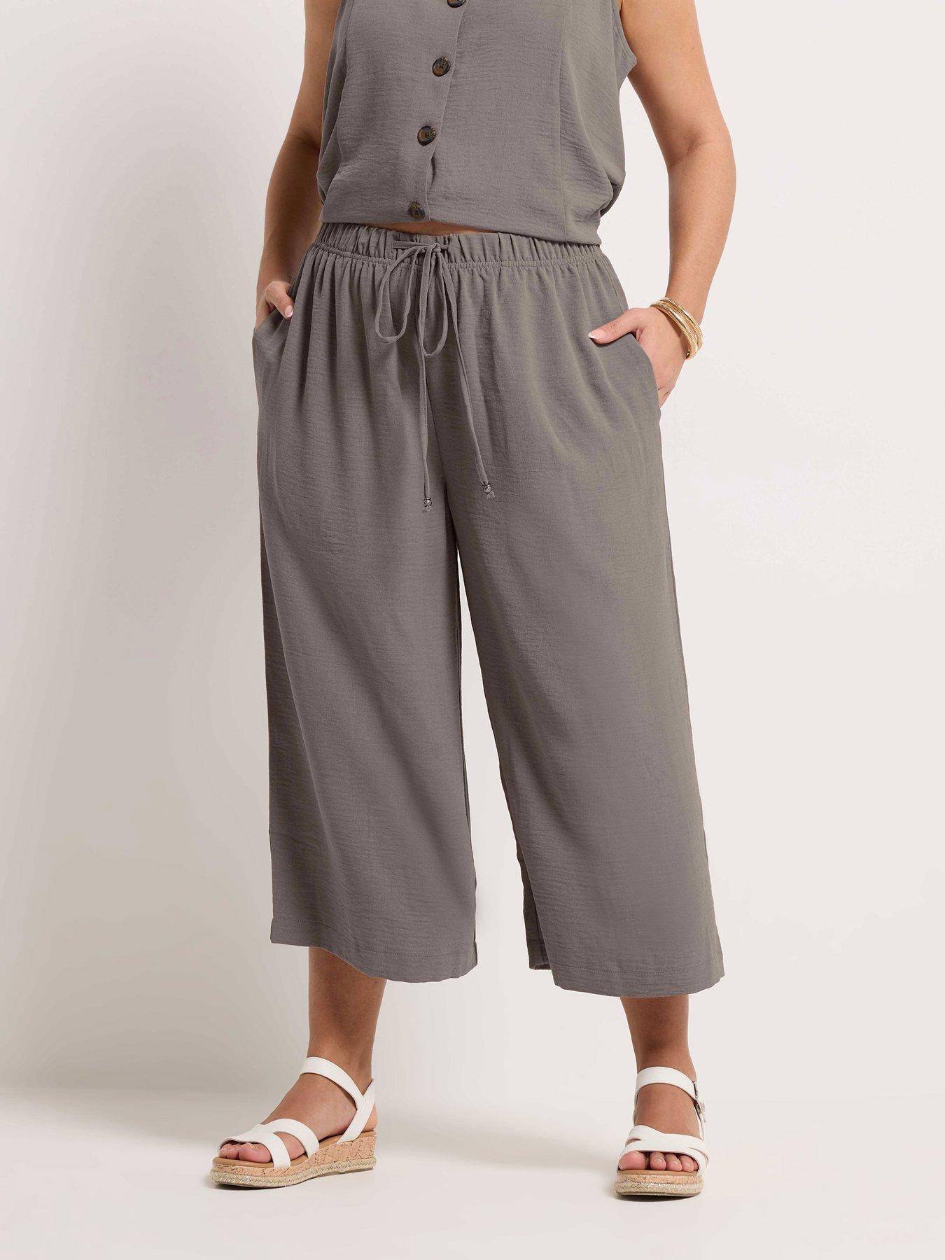 Yours Curve Washed Twill Culotte - Purple