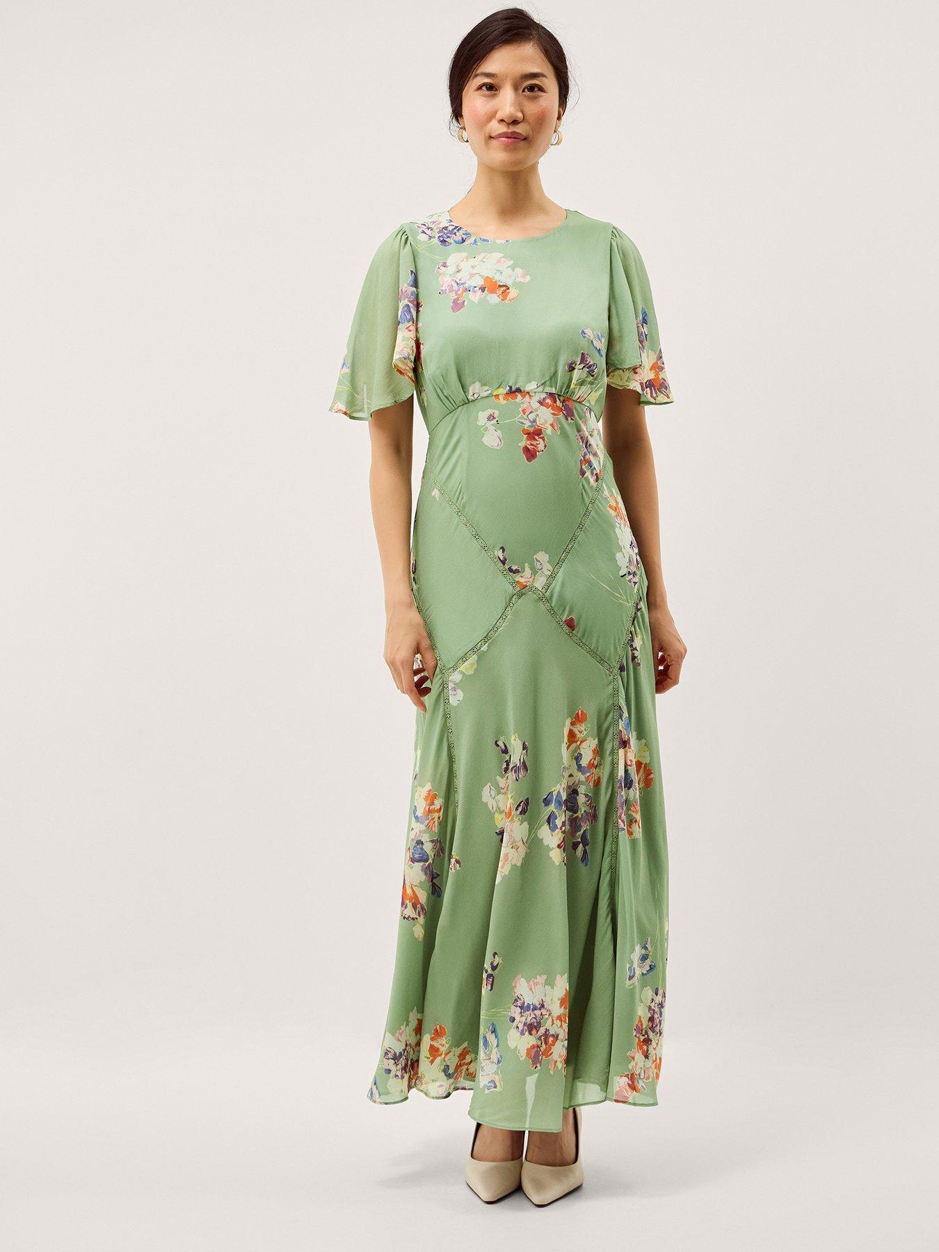 Monsoon Amber Midaxi Dress - Green | Very