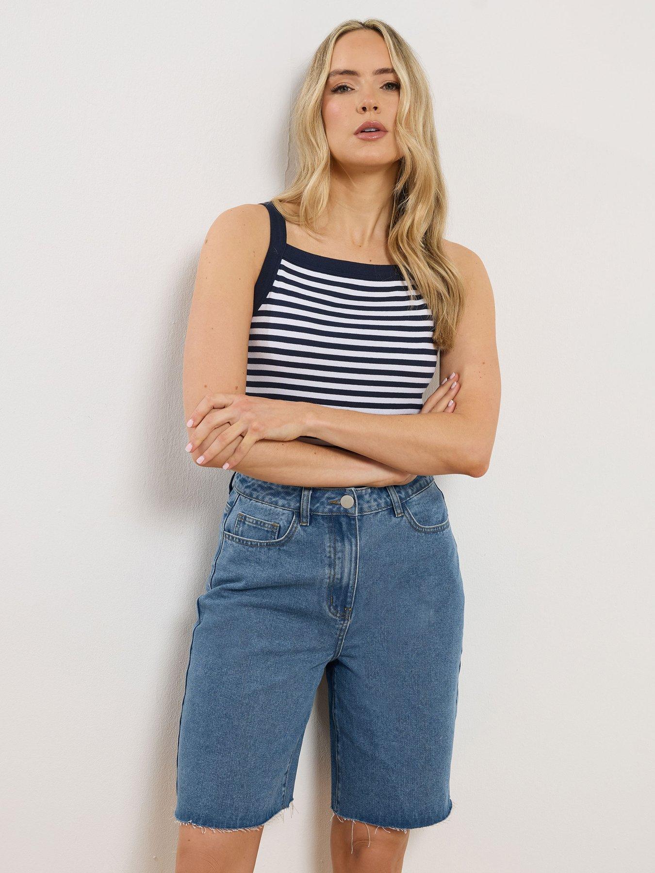 Long Tall Sally Pull On Denim Bermuda Short - Blue
