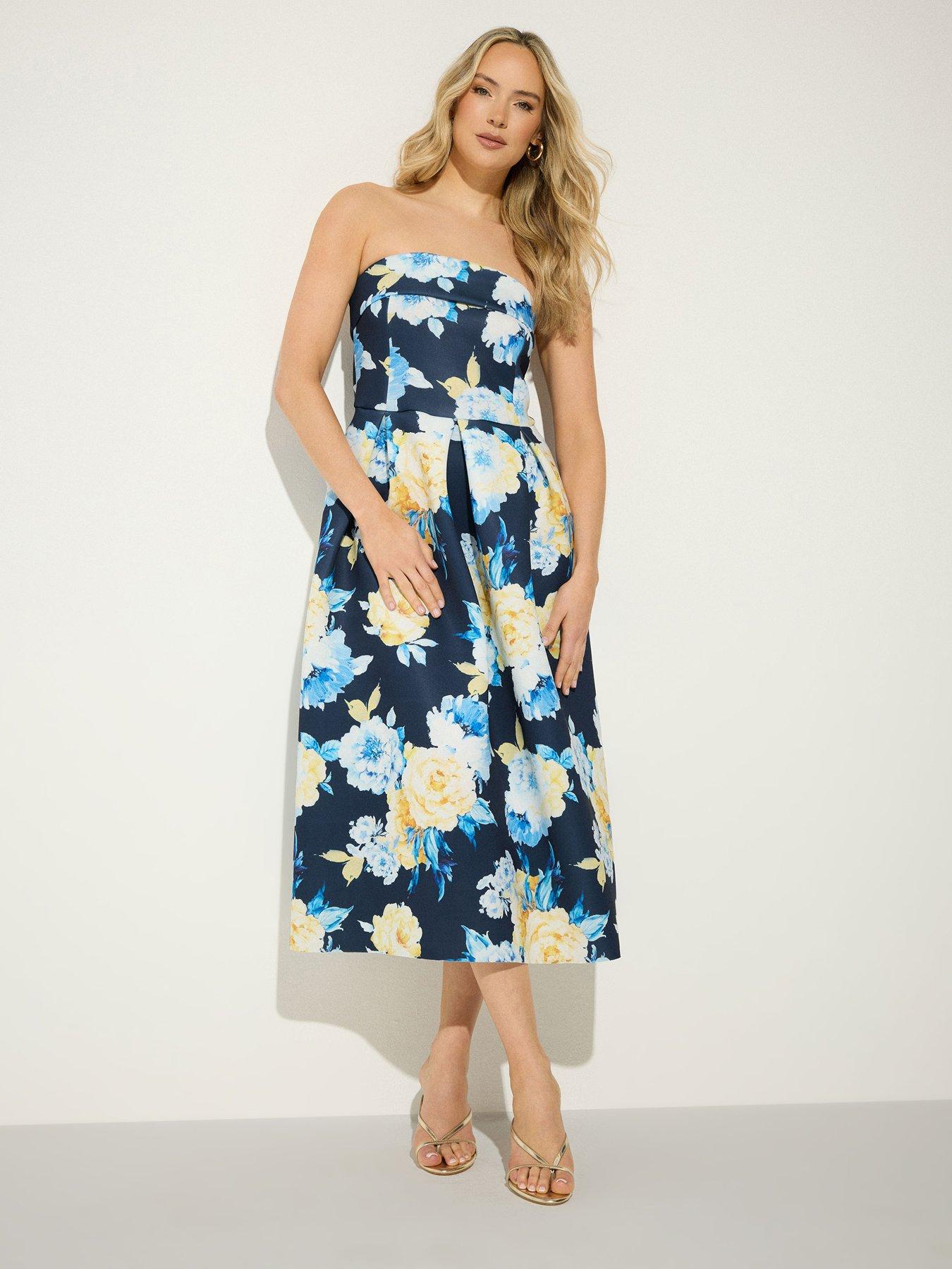 Long Tall Sally Tall Floral Pleat Bardot Dress