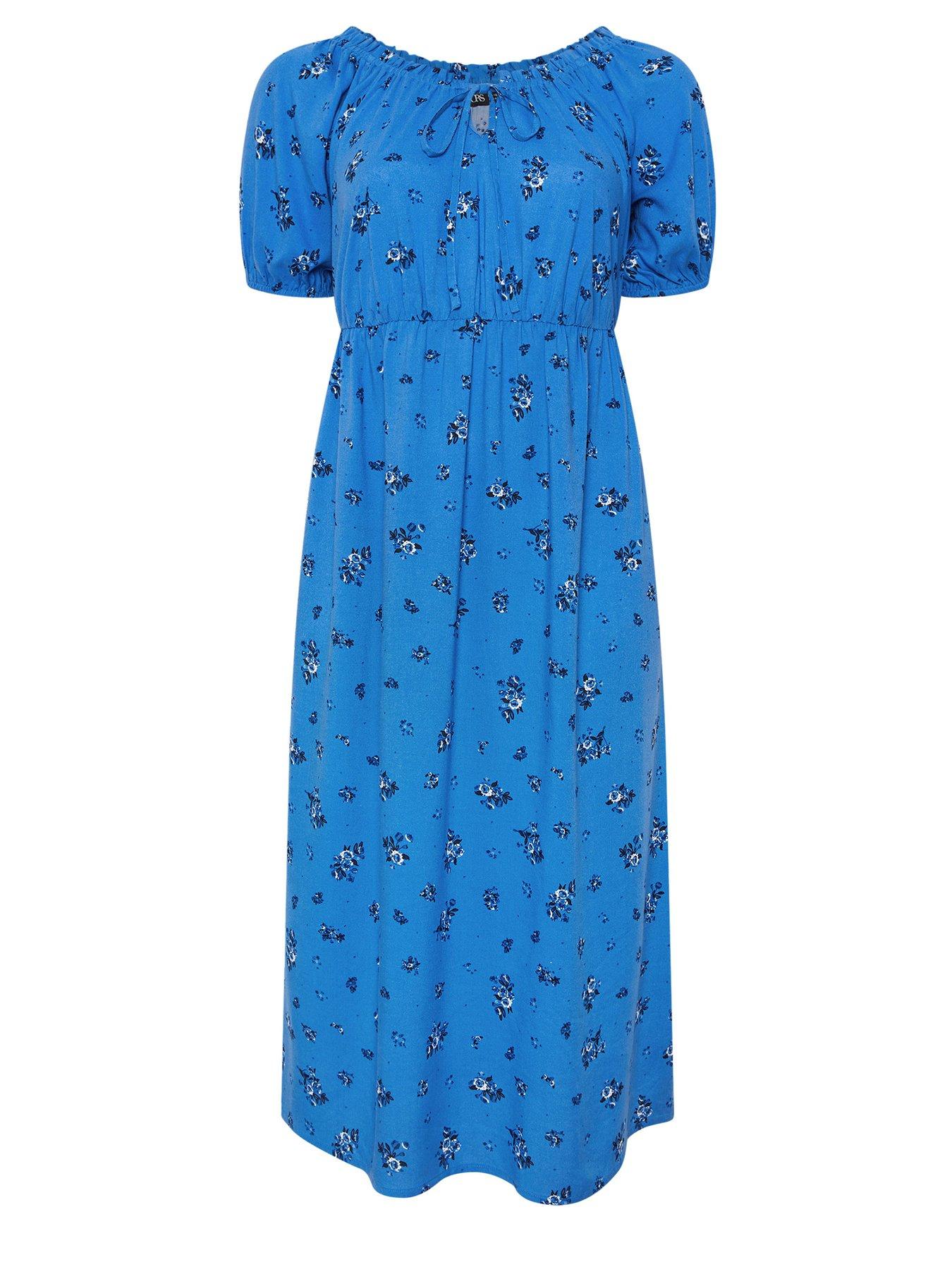 Image 5 of 5 of Yours Curve Ditsy Print Gypsy Midaxi Dress - Blue