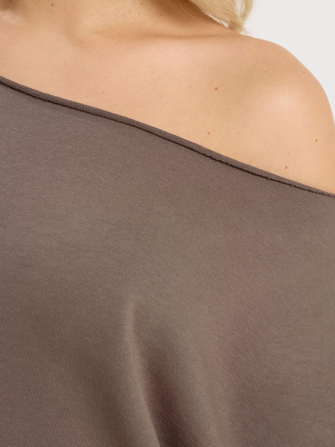 Image 4 of 5 of Yours Curve Off Shoulder Sweatshirt - Brown