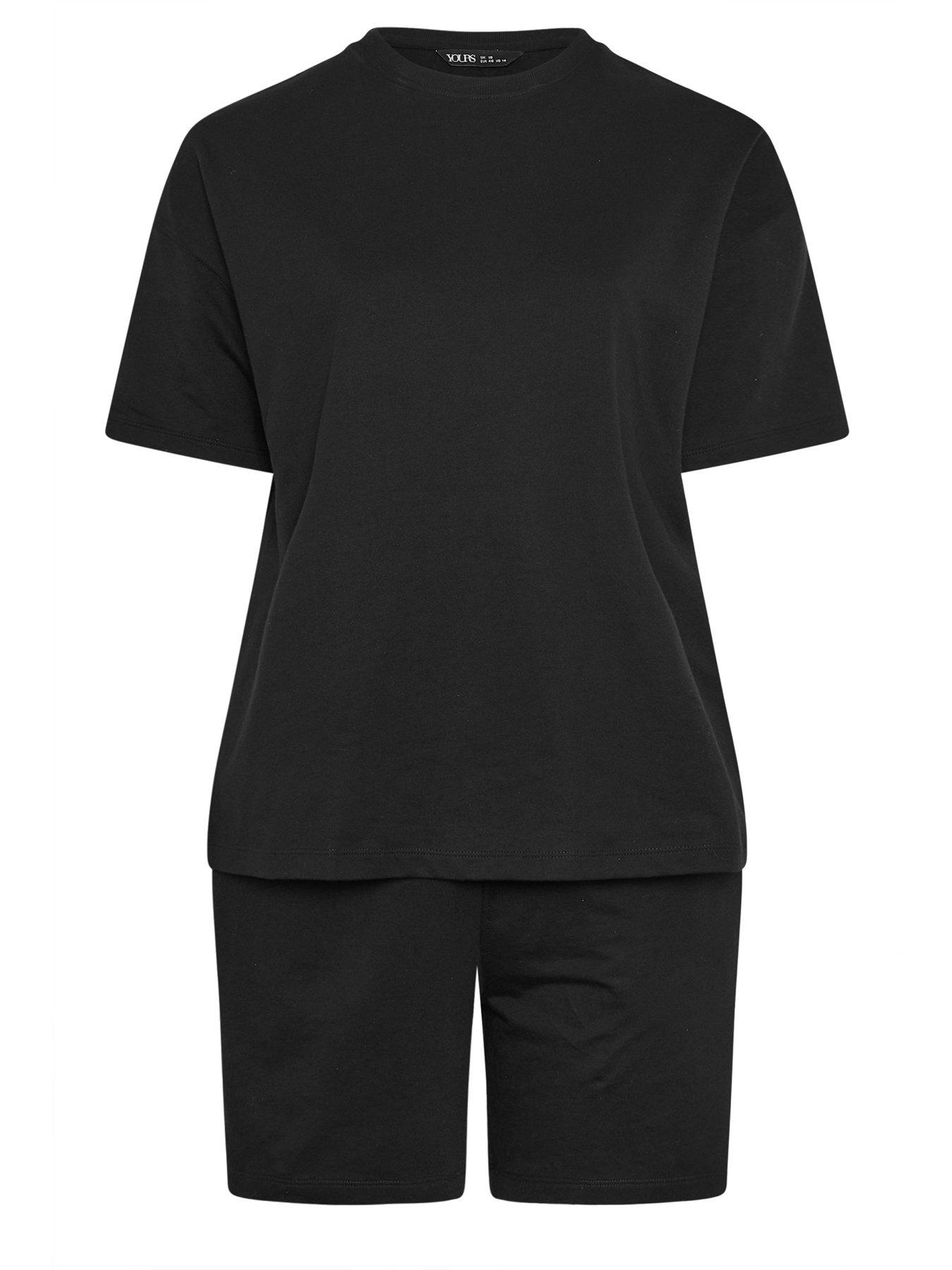 Image 5 of 5 of Yours Curve Shorts &amp; T Shirt Co-Ord Sweat Set - Black