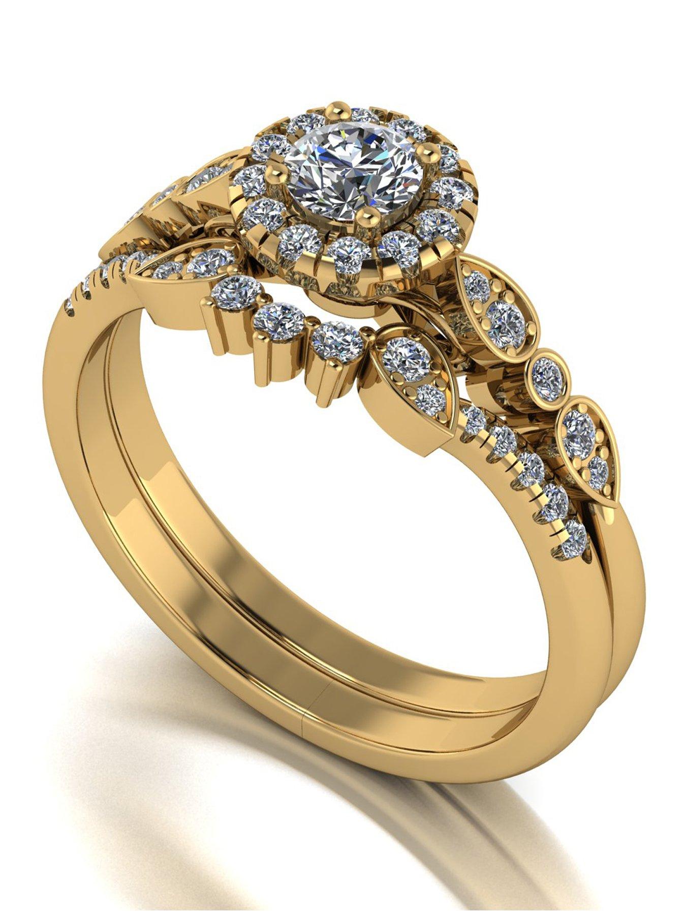 Image 1 of 5 of Moissanite 9ct Gold 0.62ct total Moissanite Ring Set