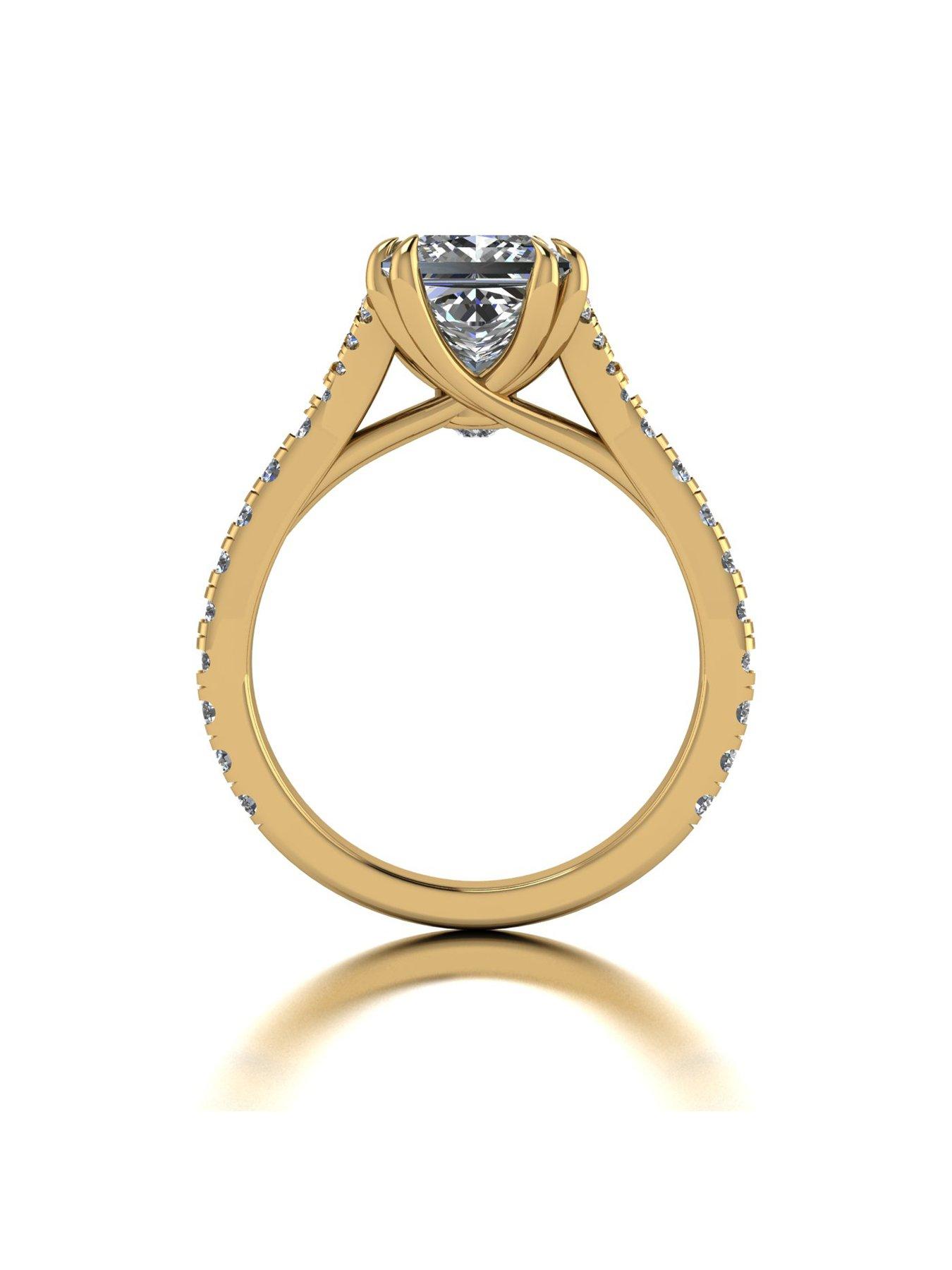 Image 2 of 5 of Moissanite 9ct Gold Lady Lynsey 2.55ct total Princess Cut Moissanite Solitaire Ring