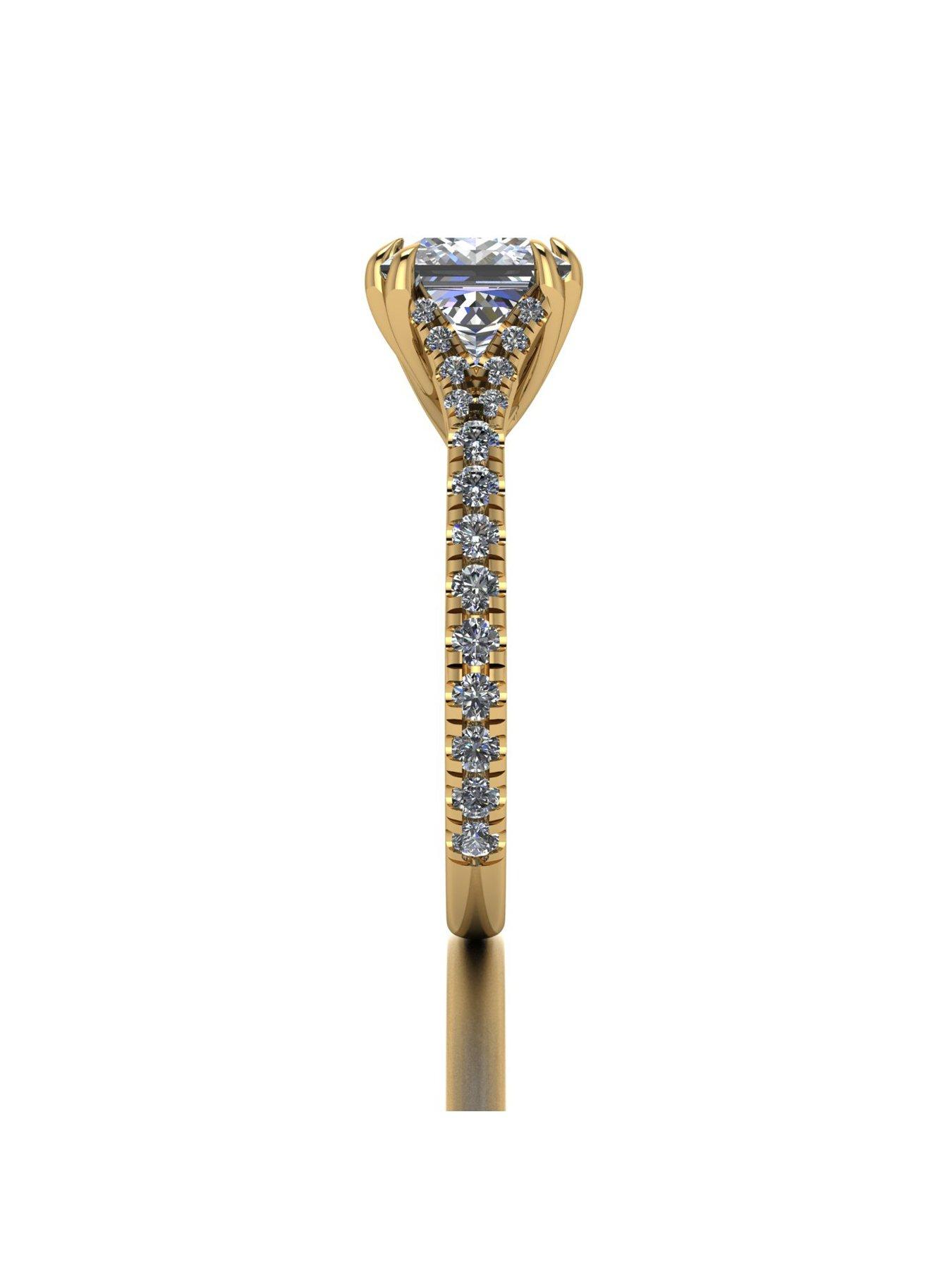 Image 3 of 5 of Moissanite 9ct Gold Lady Lynsey 2.55ct total Princess Cut Moissanite Solitaire Ring