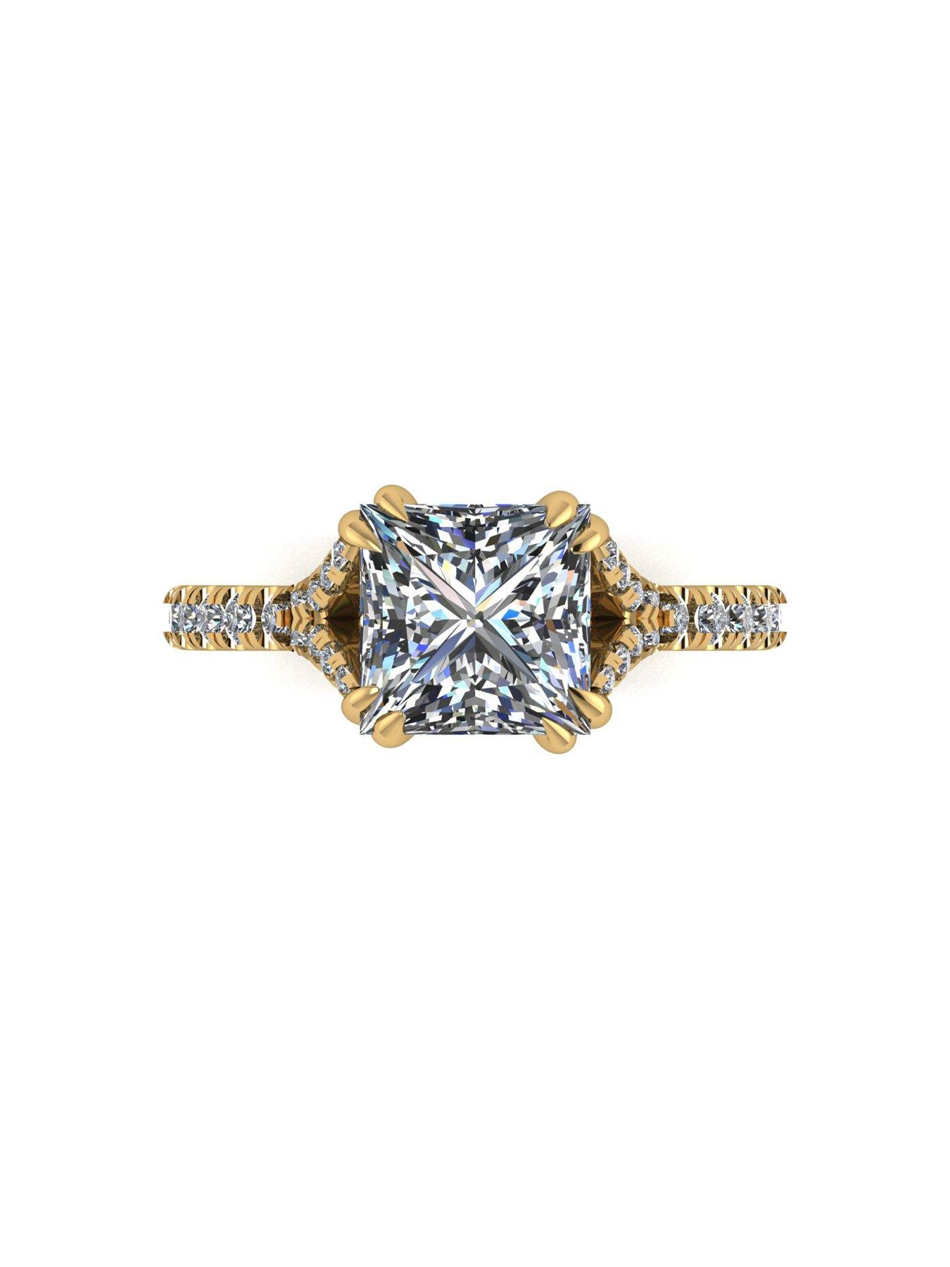 Image 4 of 5 of Moissanite 9ct Gold Lady Lynsey 2.55ct total Princess Cut Moissanite Solitaire Ring