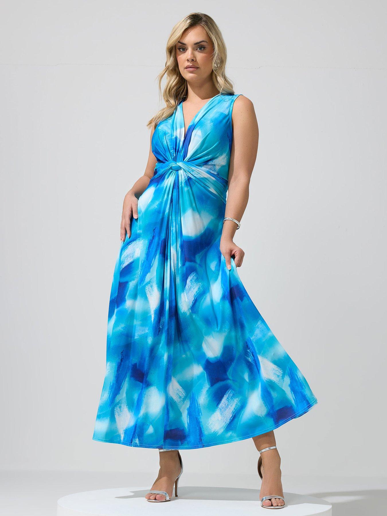 Yours Curve Abstract Knot Dress - Blue