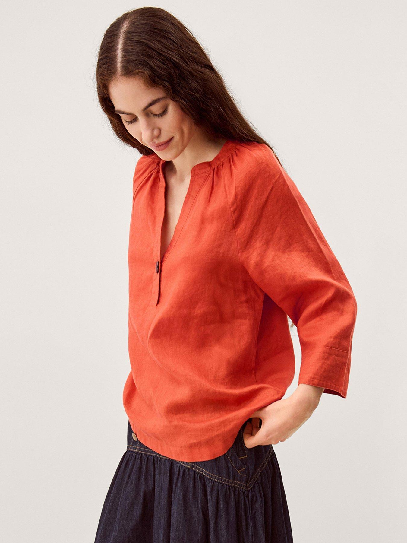 Monsoon Gianna Linen Top - Orange