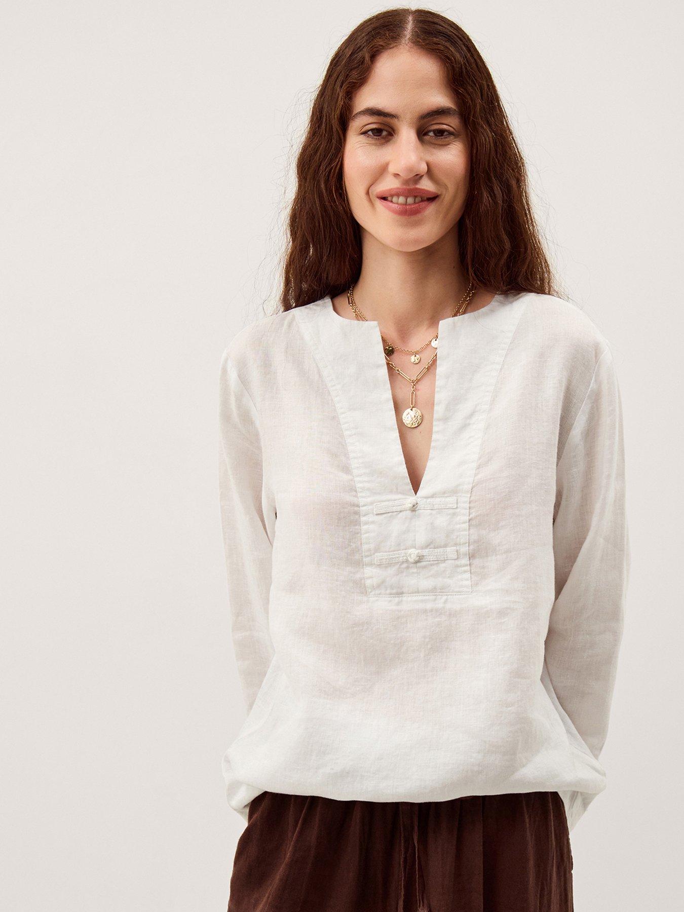 Monsoon Alexis Linen Tee - White