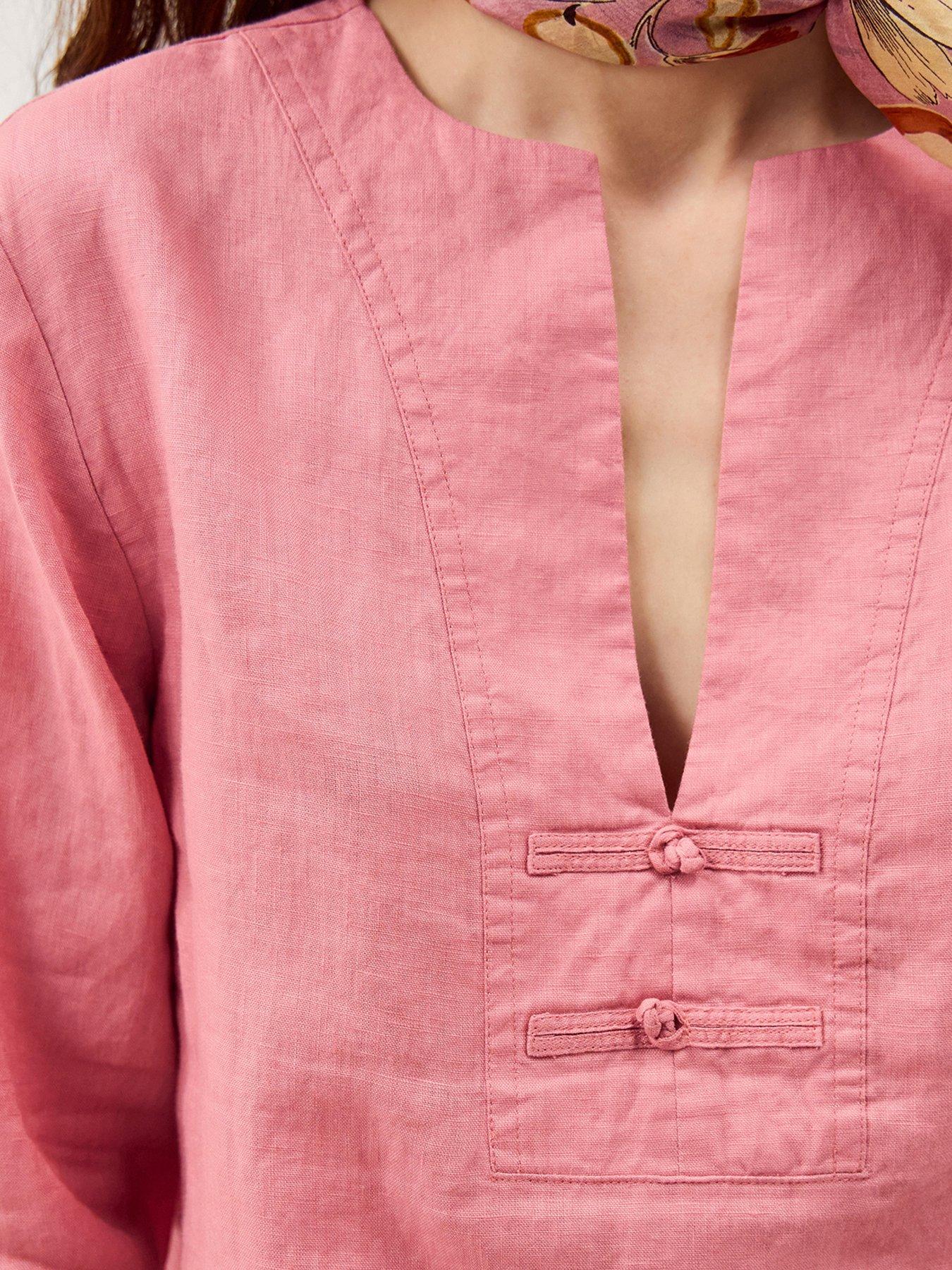 Image 4 of 4 of Monsoon Alexis Linen Top - Pink