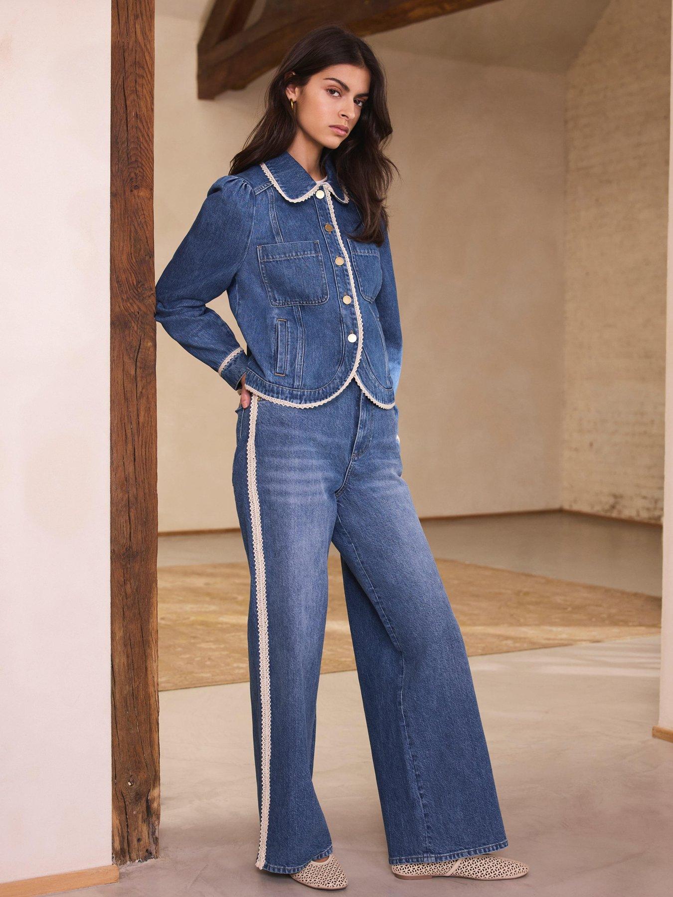 Mint Velvet Lace Trim Straight Jean