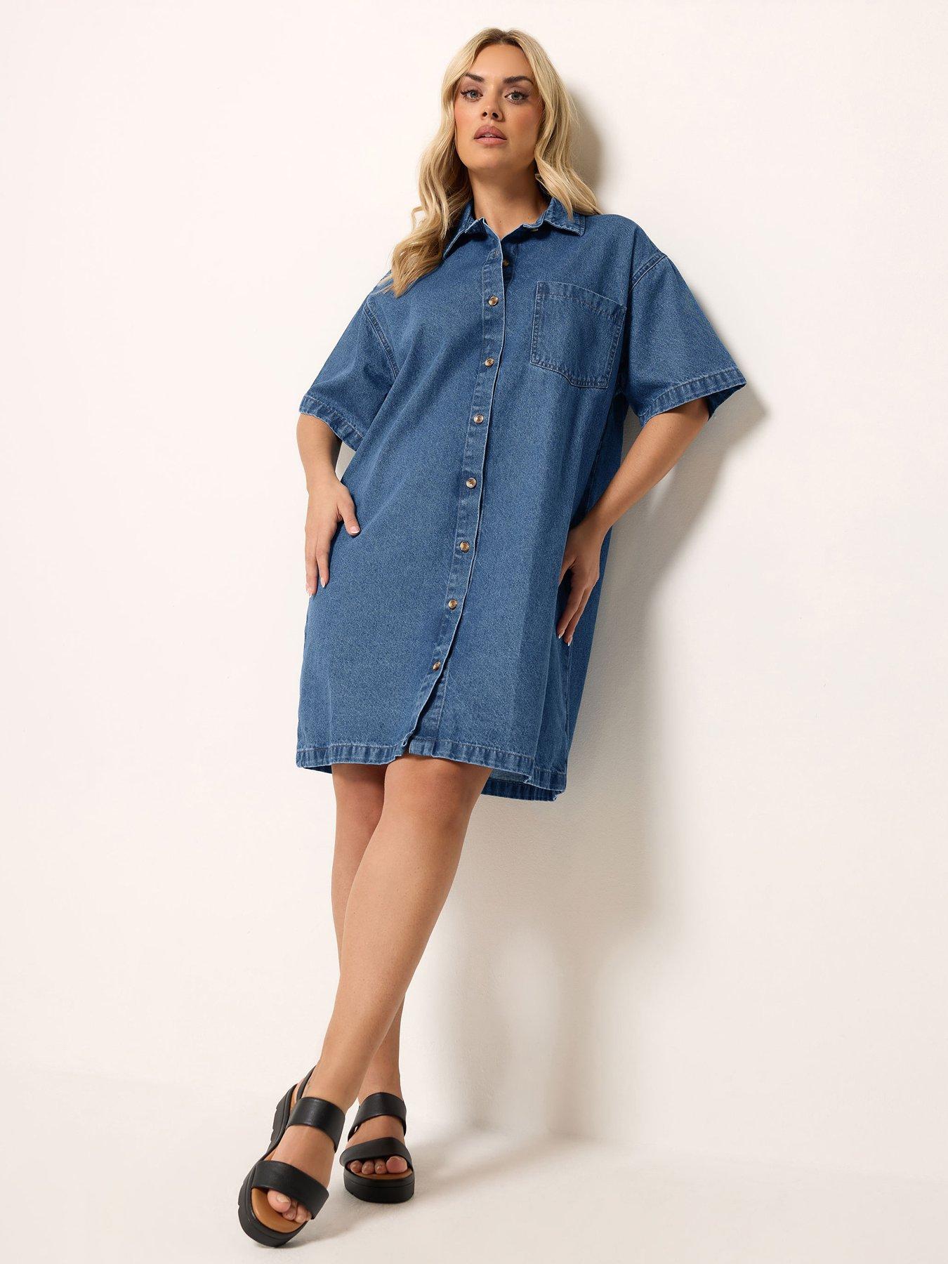Image 3 of 5 of Yours Curve Denim Shirt Dress
