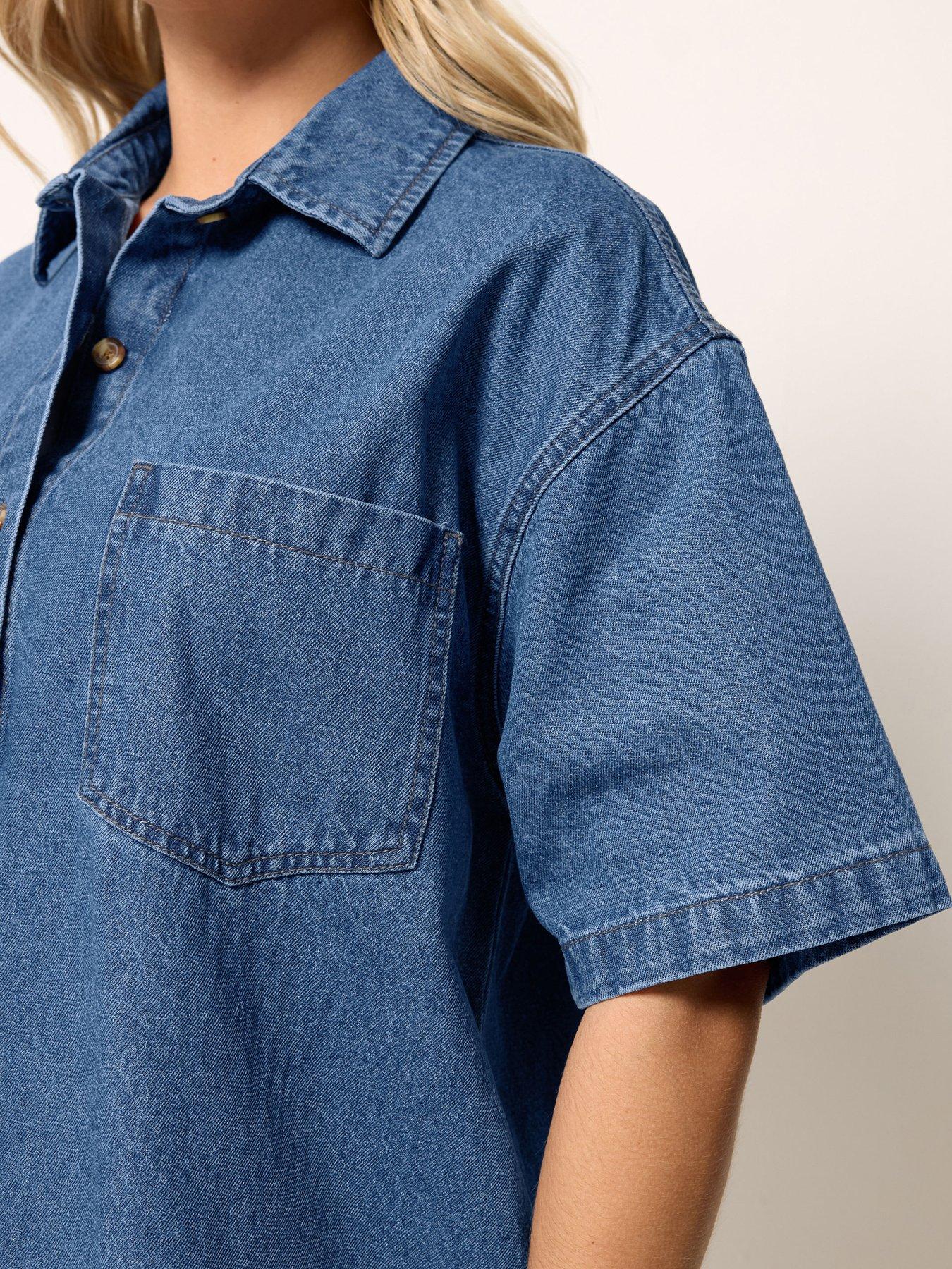 Image 4 of 5 of Yours Curve Denim Shirt Dress