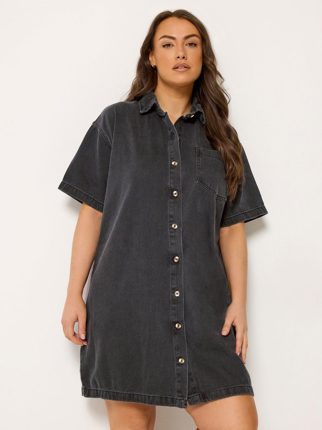 Image 1 of 4 of Yours Curve Denim Shirt Dress