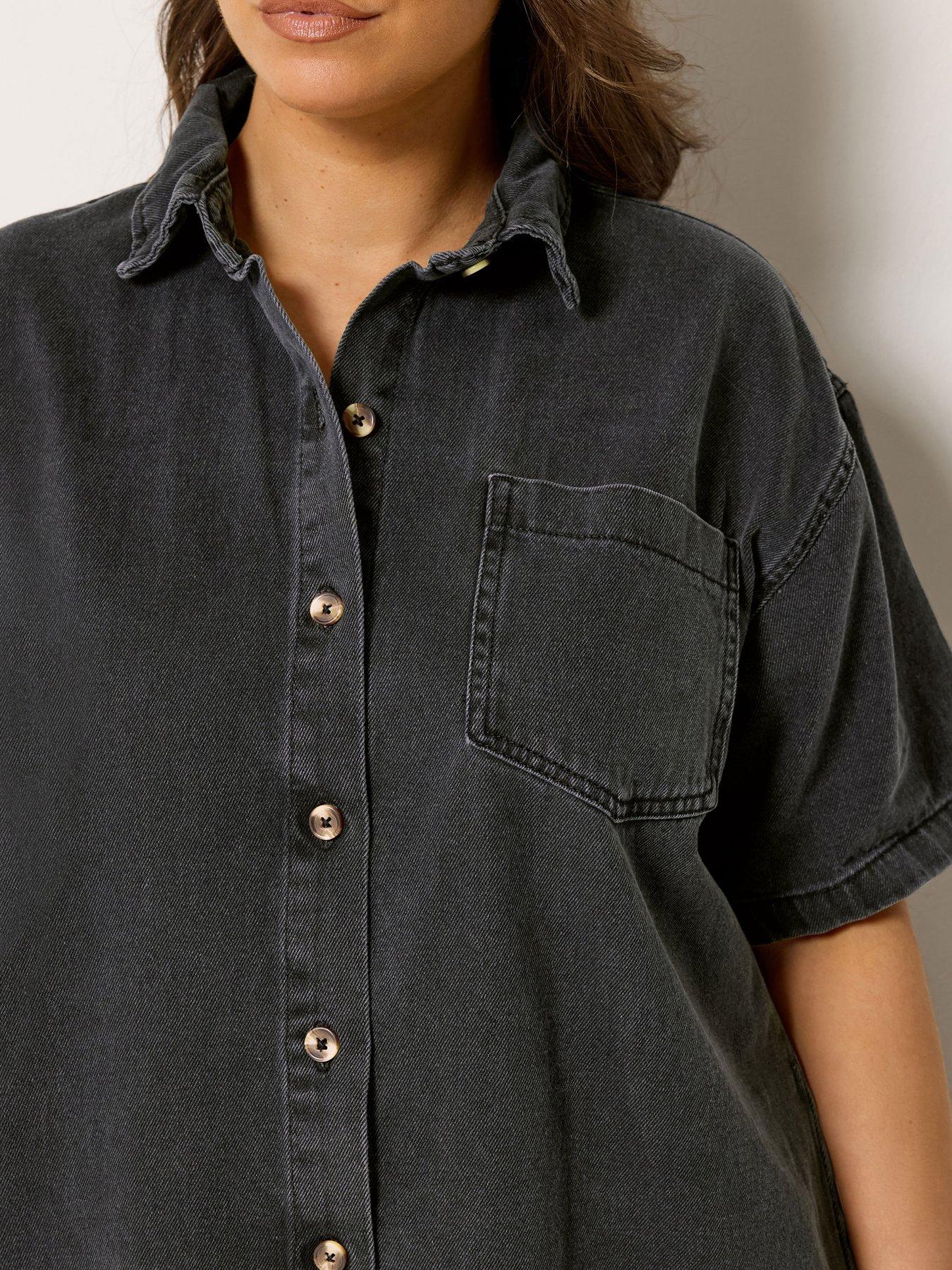 Image 4 of 4 of Yours Curve Denim Shirt Dress