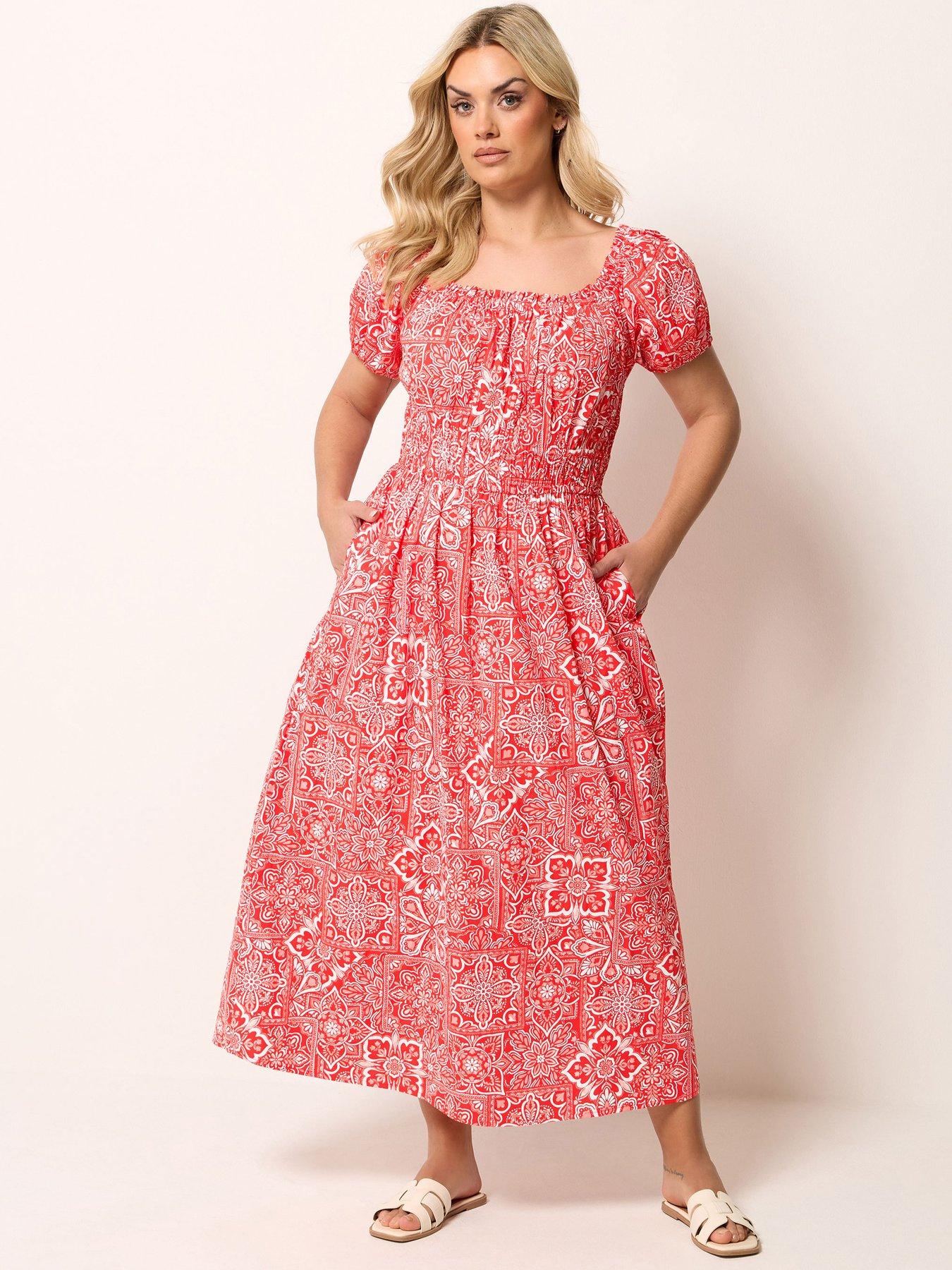 Image 1 of 5 of Yours Curve Poplin Midaxi Bardot Dress