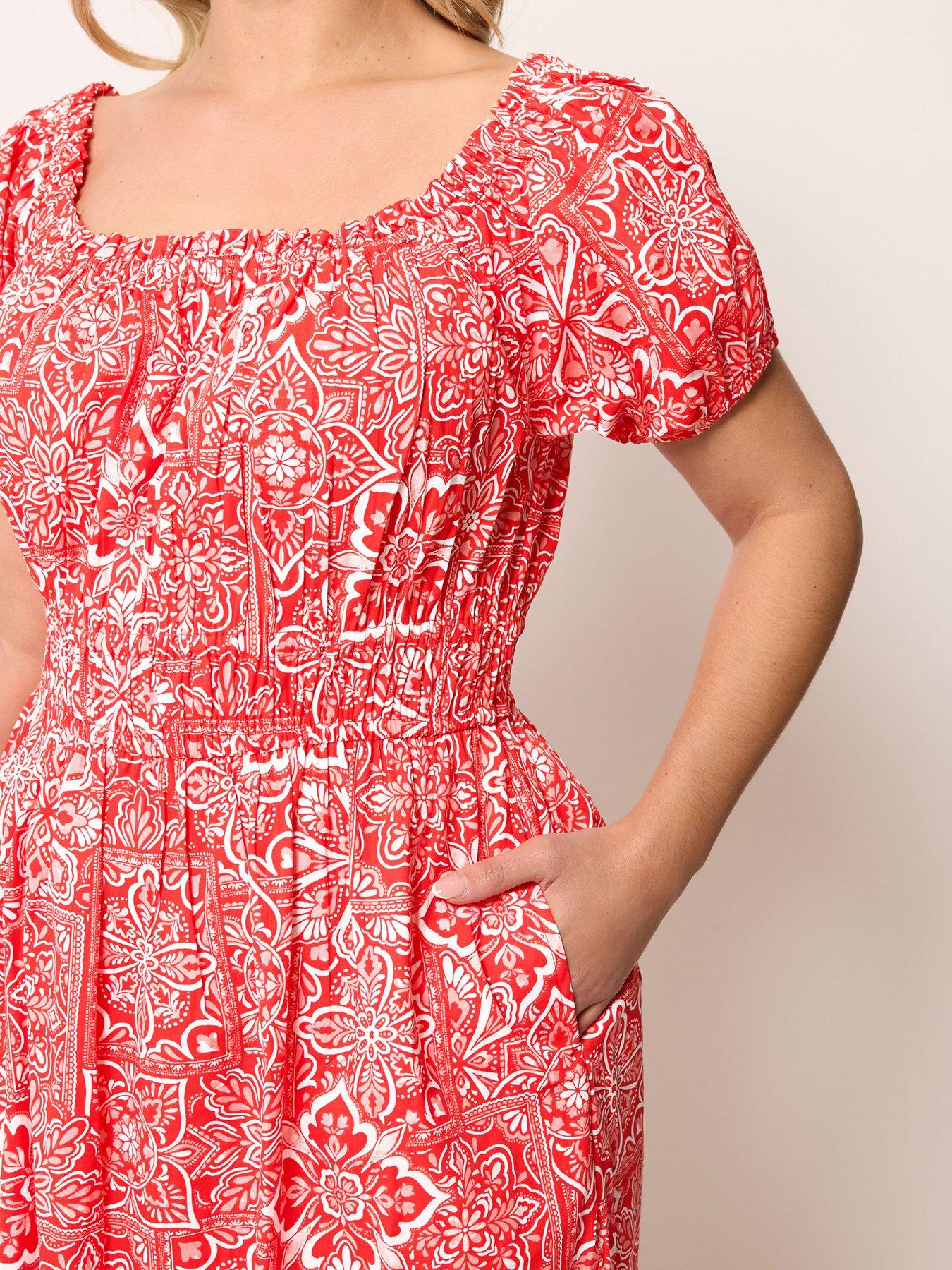 Image 4 of 5 of Yours Curve Poplin Midaxi Bardot Dress
