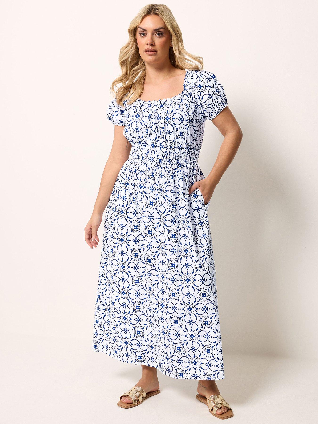 Image 1 of 5 of Yours Curve Poplin Midaxi Bardot Dress