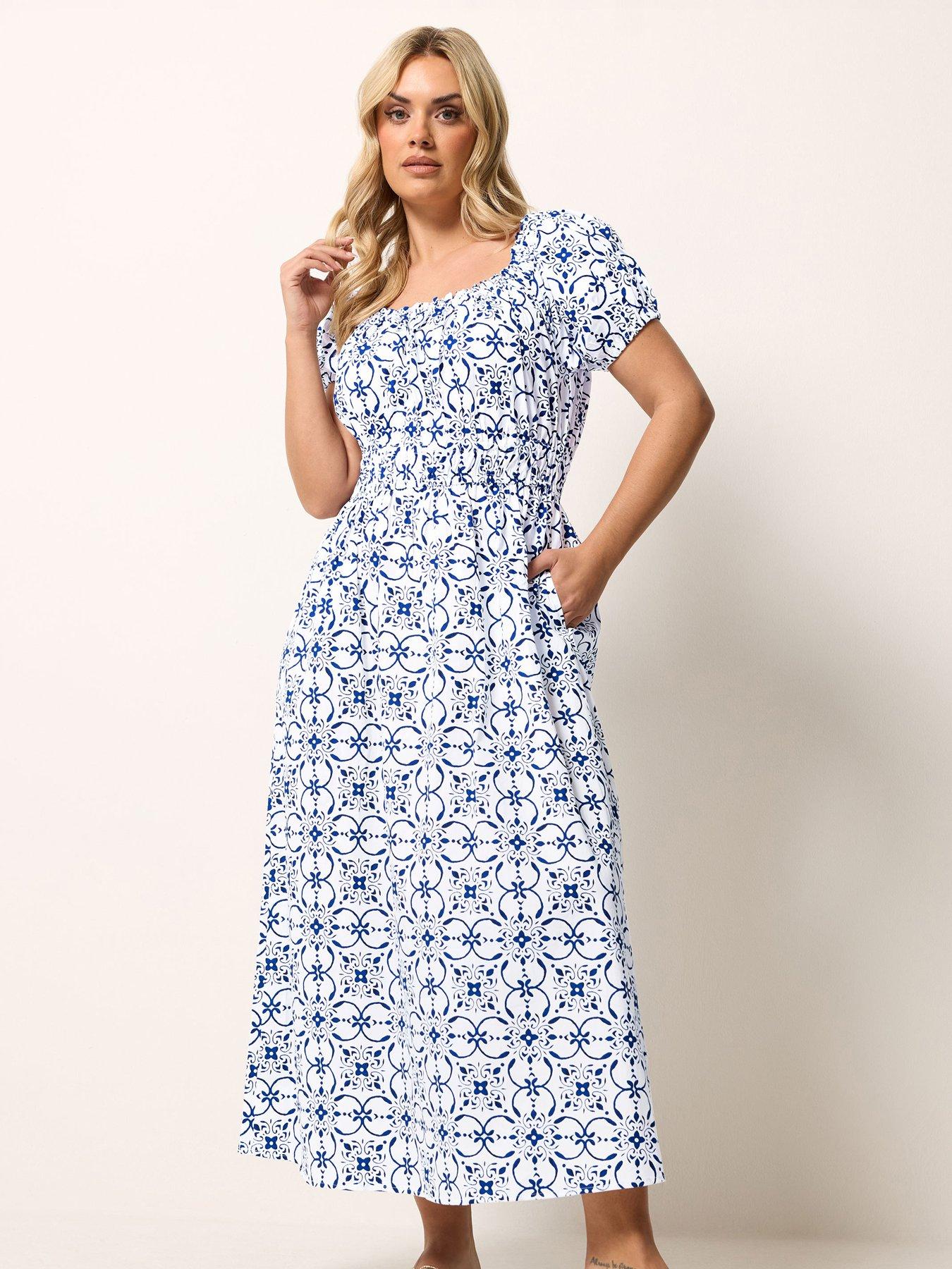 Image 3 of 5 of Yours Curve Poplin Midaxi Bardot Dress