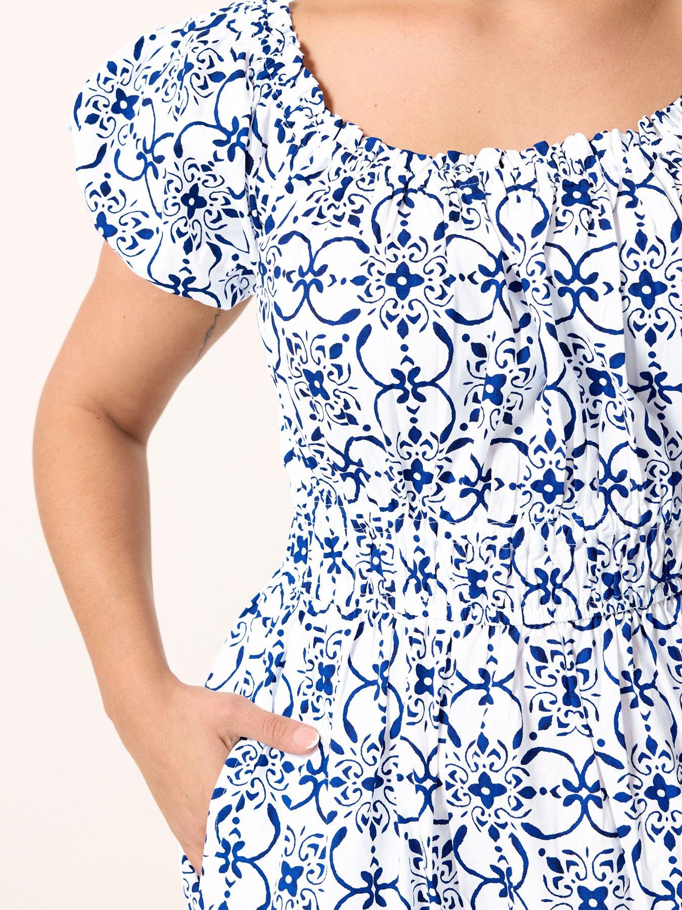Image 4 of 5 of Yours Curve Poplin Midaxi Bardot Dress