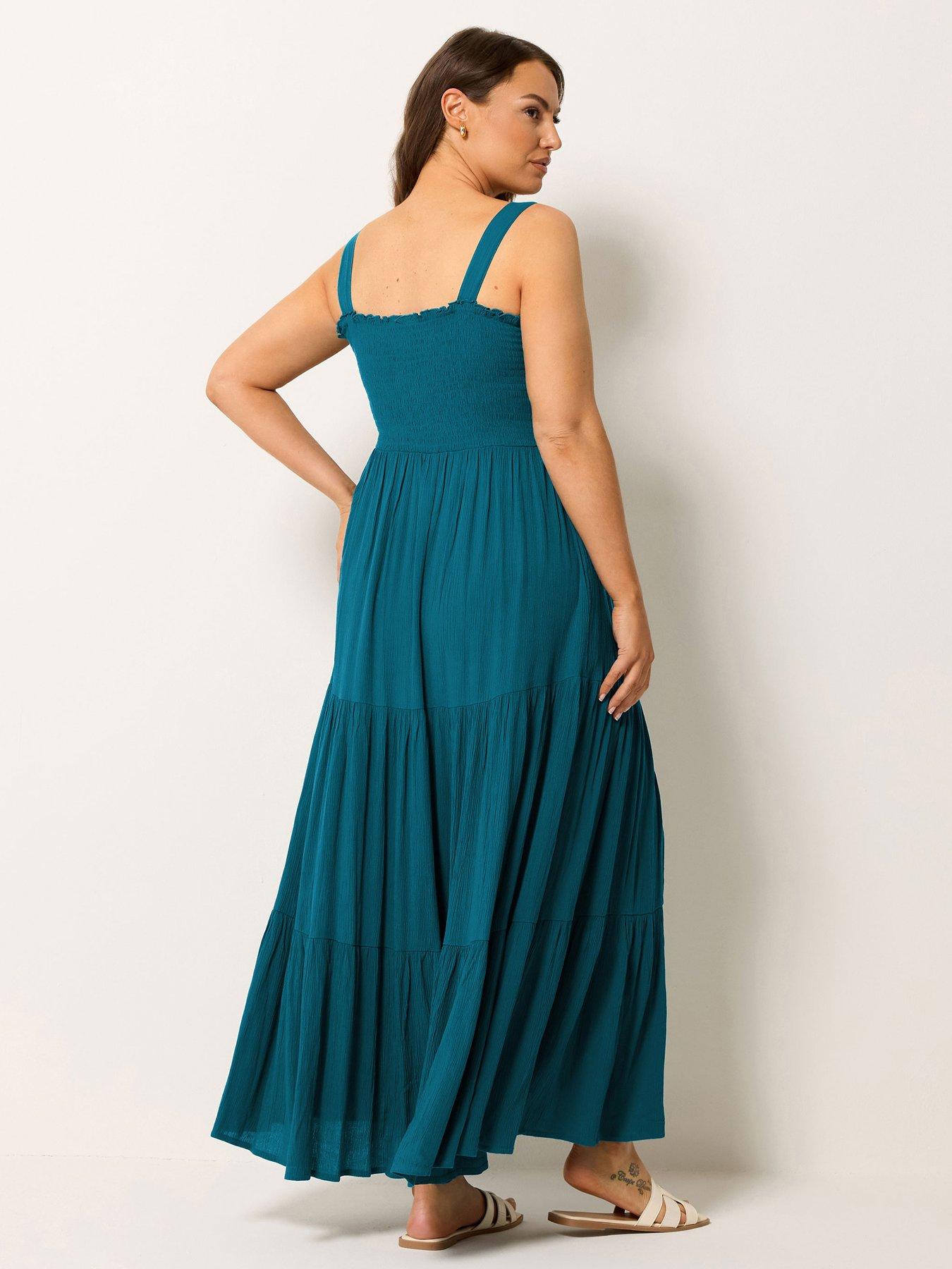 Image 2 of 5 of Yours Curve Shirred Strappy Maxi Dress