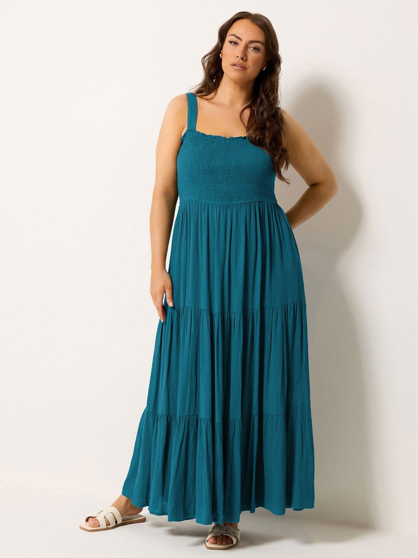 Image 3 of 5 of Yours Curve Shirred Strappy Maxi Dress