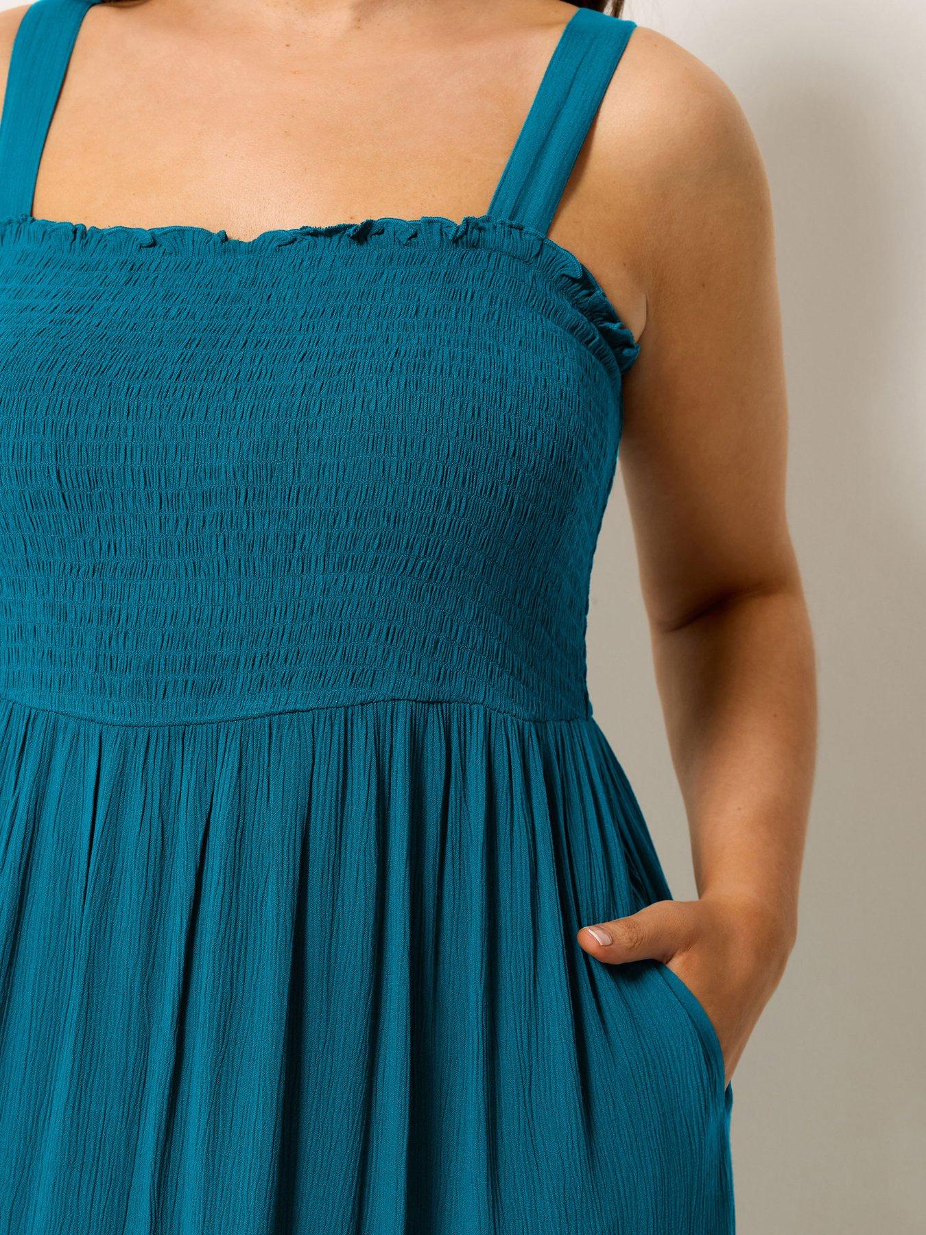 Image 4 of 5 of Yours Curve Shirred Strappy Maxi Dress