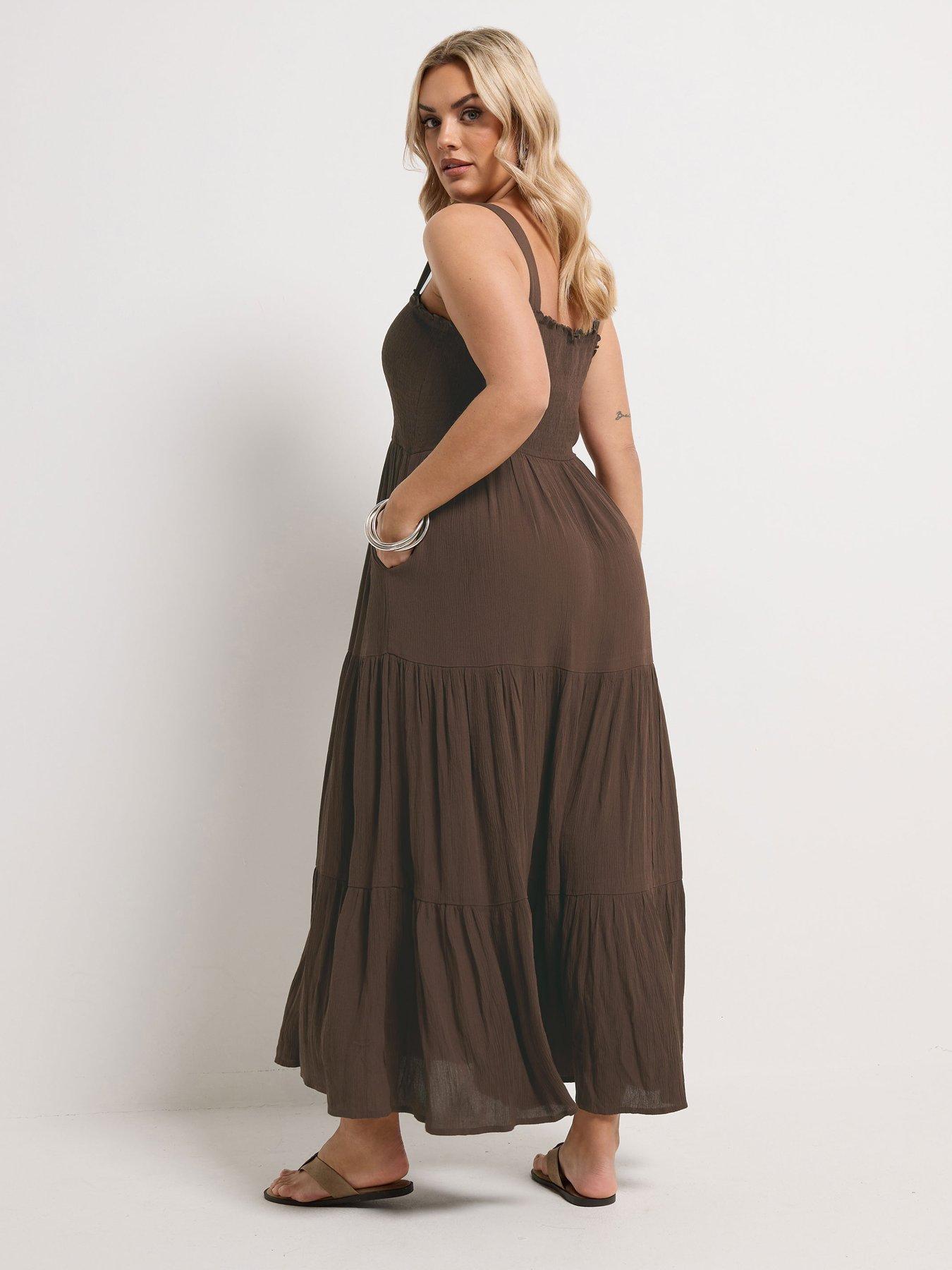 Image 2 of 5 of Yours Curve Shirred Strappy Maxi Dress