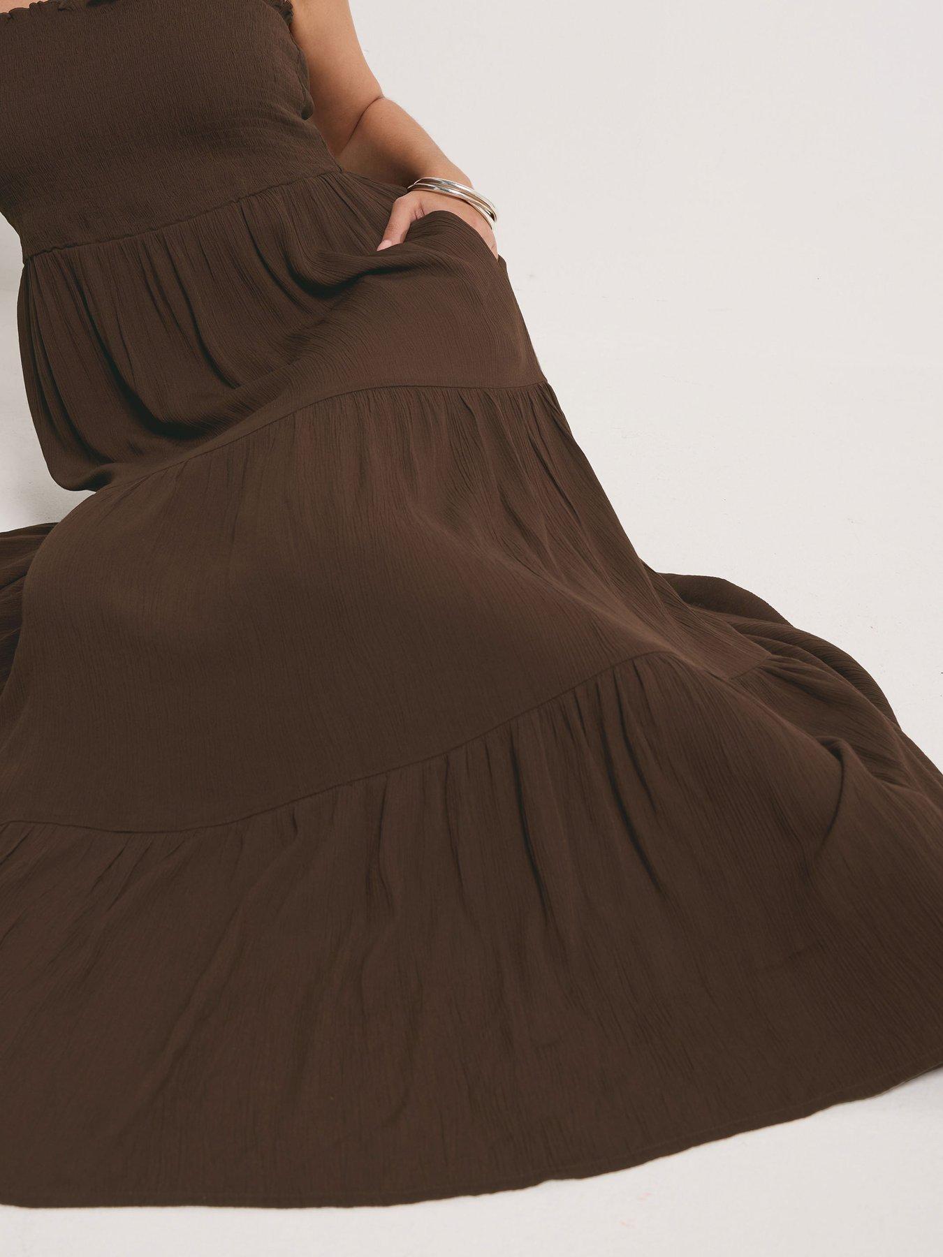 Image 4 of 5 of Yours Curve Shirred Strappy Maxi Dress