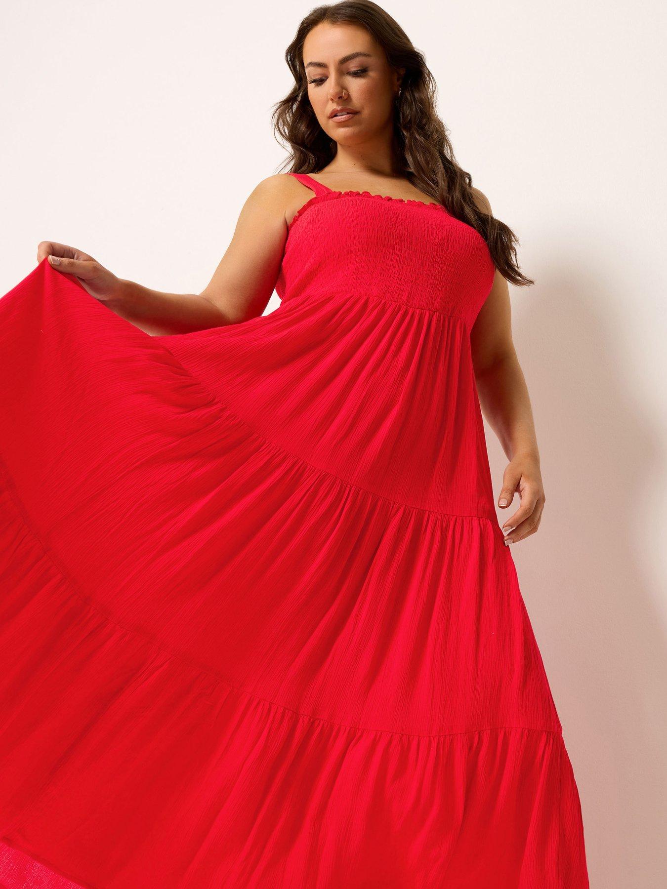 Yours Curve Shirred Strappy Maxi Dress