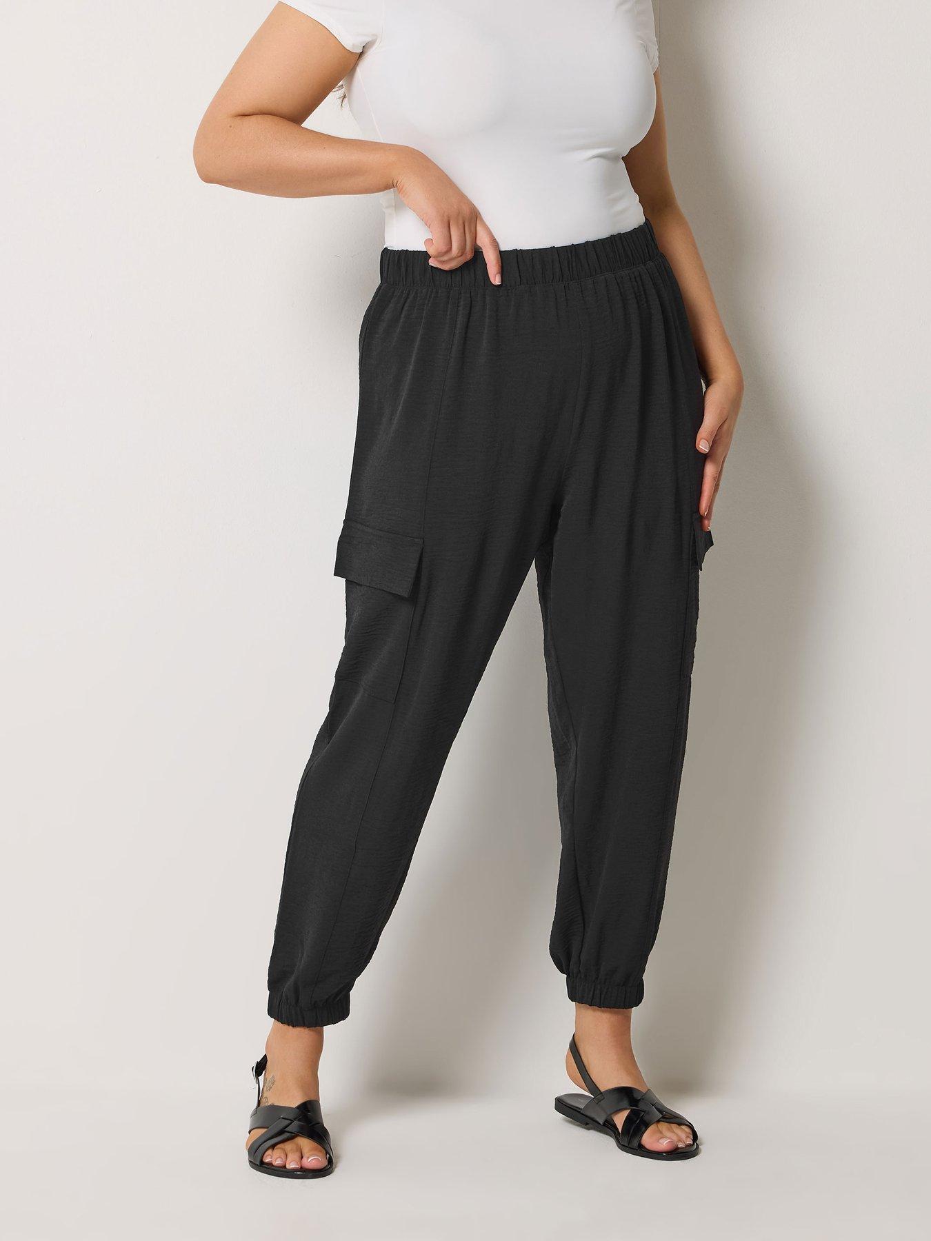 Yours Curve Washed Twill Cargo Jogger - Black