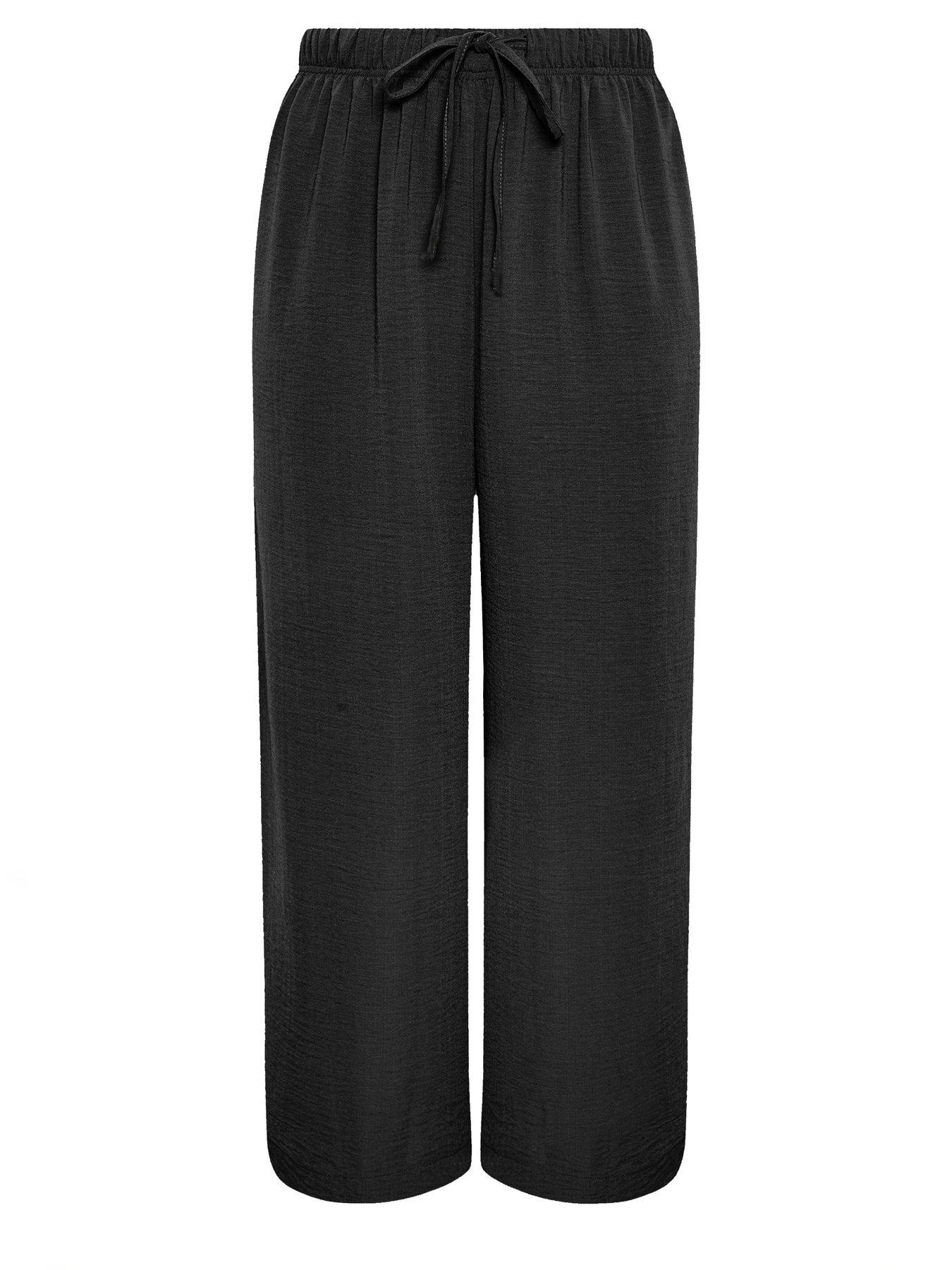 Image 5 of 5 of Yours Curve Washed Twill Wide Leg Trouser 26" - Black