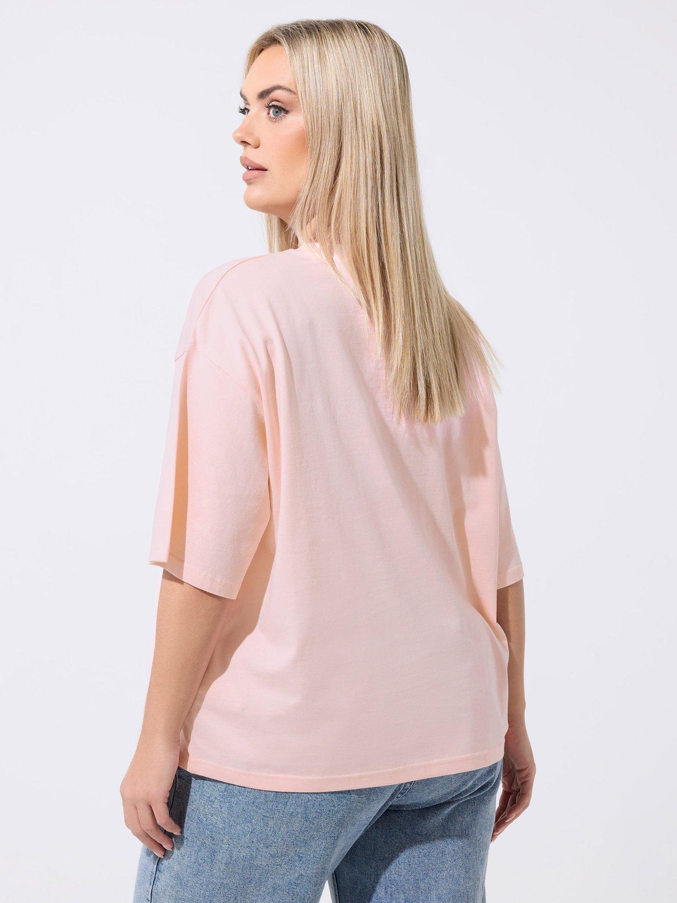 Image 2 of 5 of Yours Curve La Lune T-Shirt - Pink