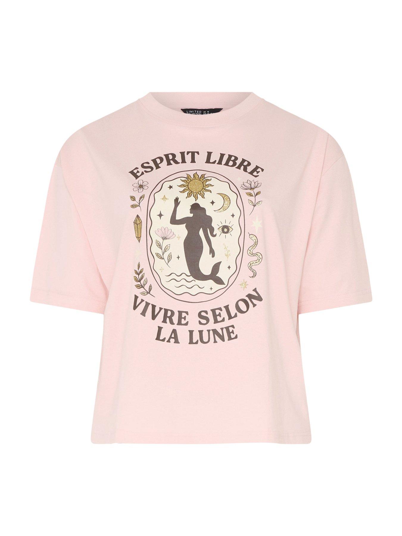 Image 5 of 5 of Yours Curve La Lune T-Shirt - Pink