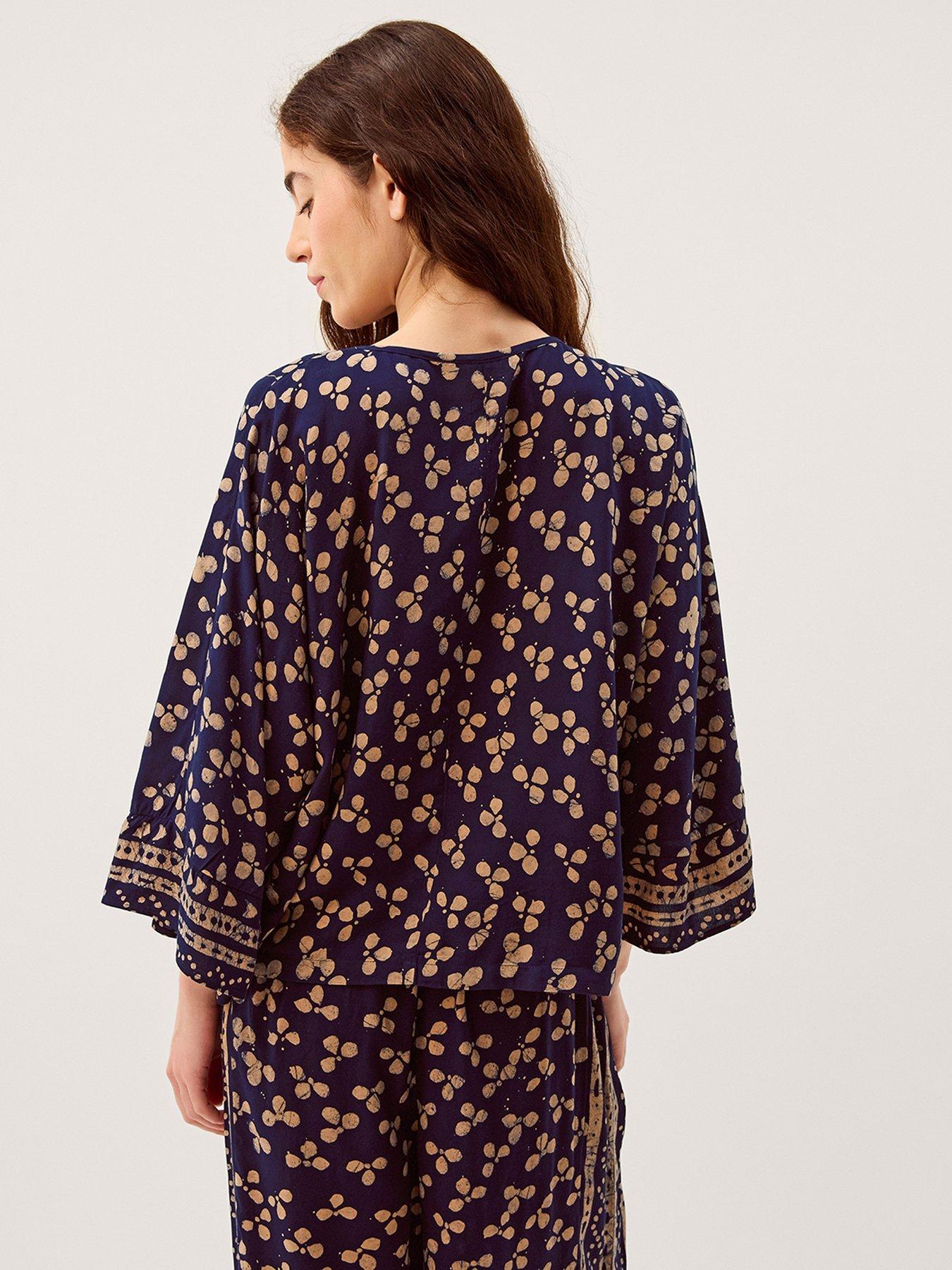 Image 2 of 5 of Monsoon Clover Print Top - Blue